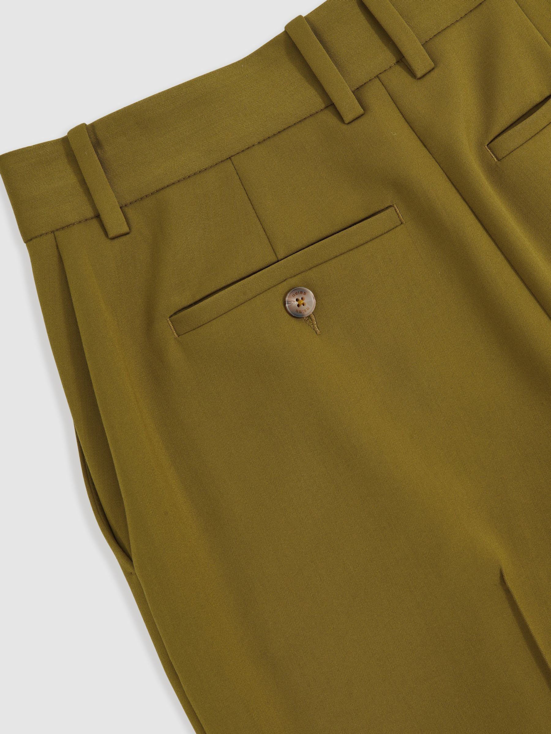 Petite Wide-Leg Pintuck Trousers in Green