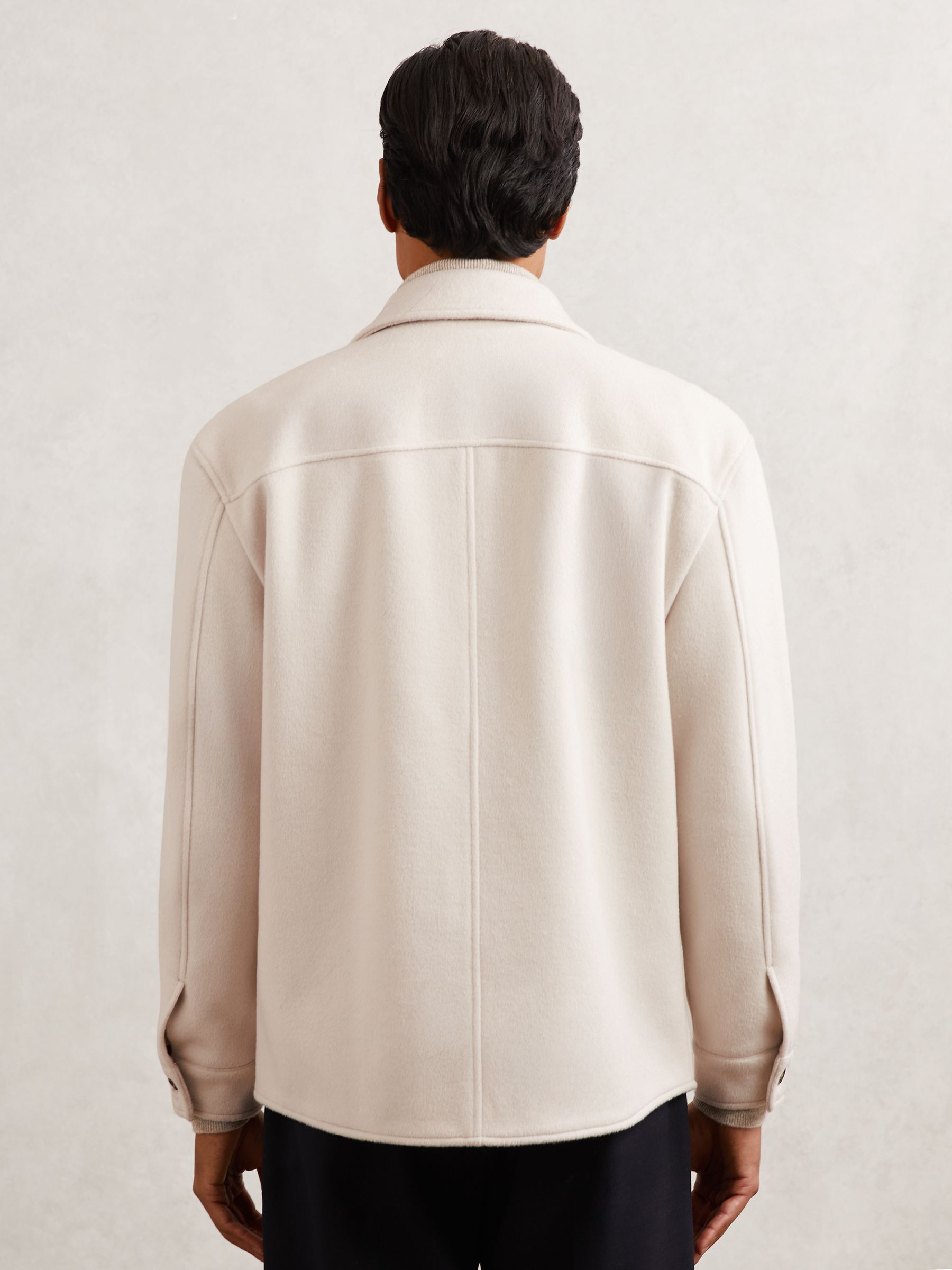 Wool-Blend Twin-Pocket Overshirt in Off White