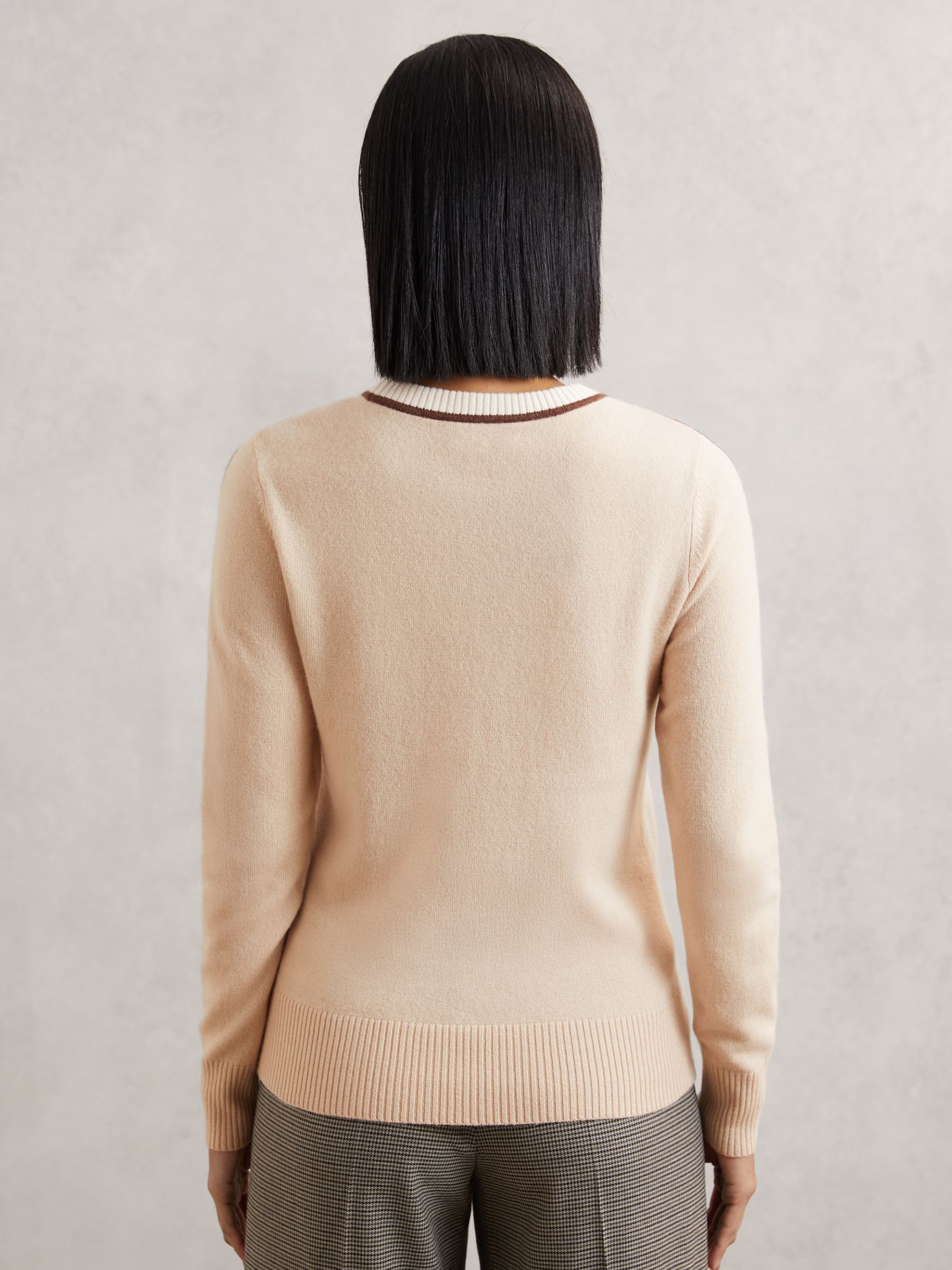 Wool-Blend Colour-Block Jumper With Cashmere in Cream/Neutral