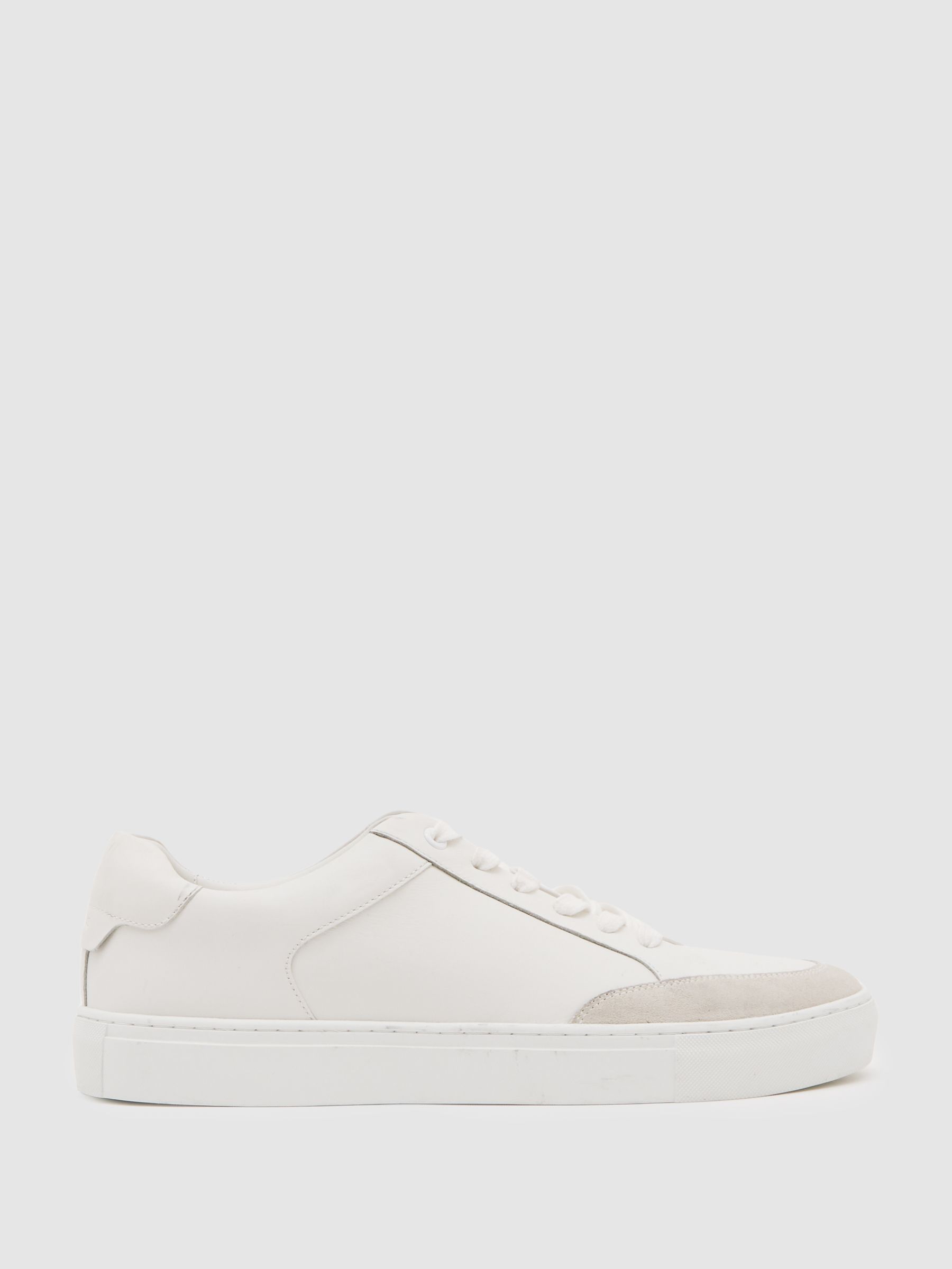 Bonded-Leather Low-Top Trainers in White