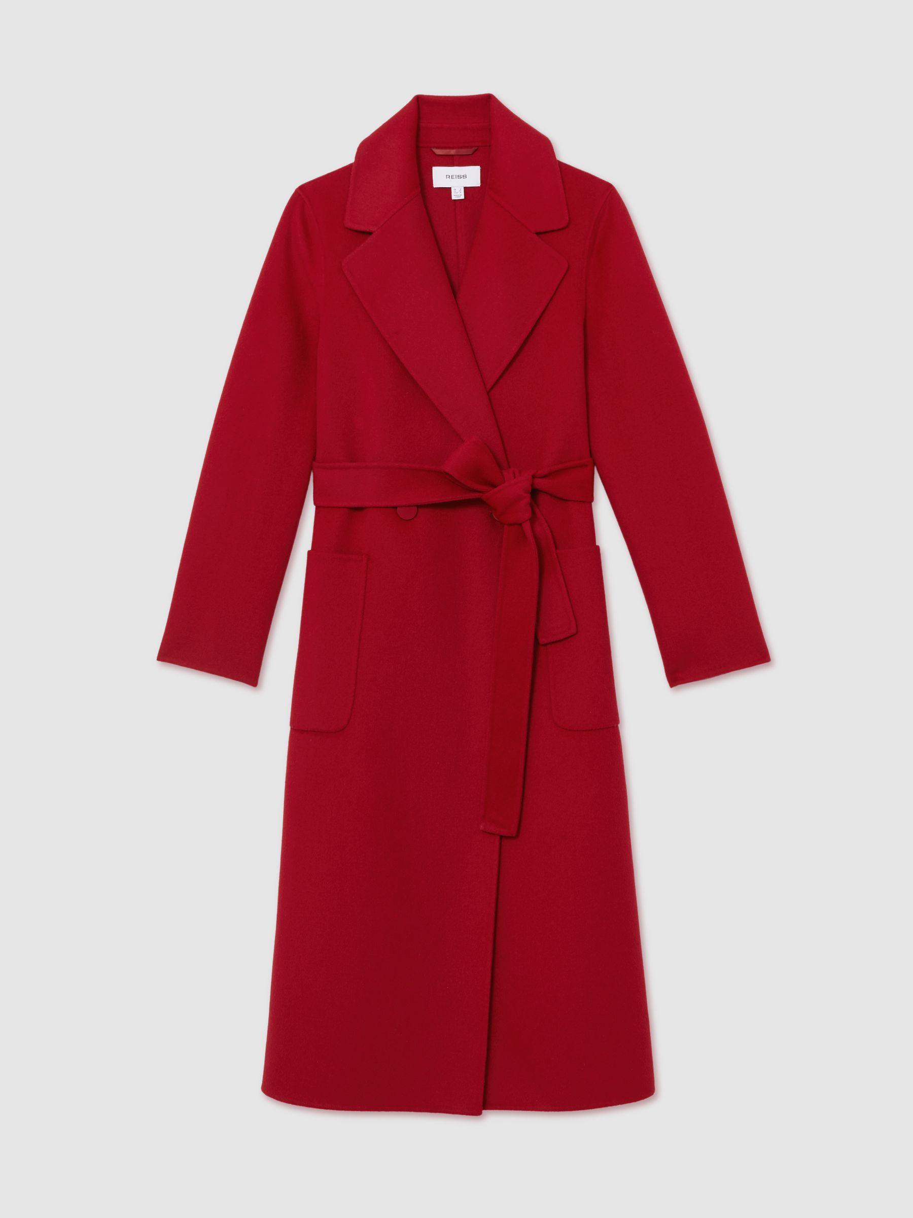 Petite Double-Breasted Blindseam Coat Wool-Blend in Red