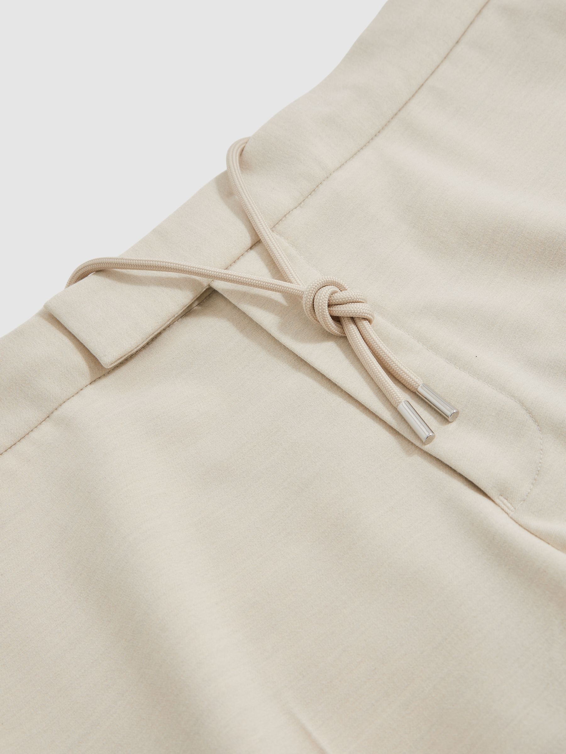 Stretch Slim Fit Drawstring Trousers in Stone
