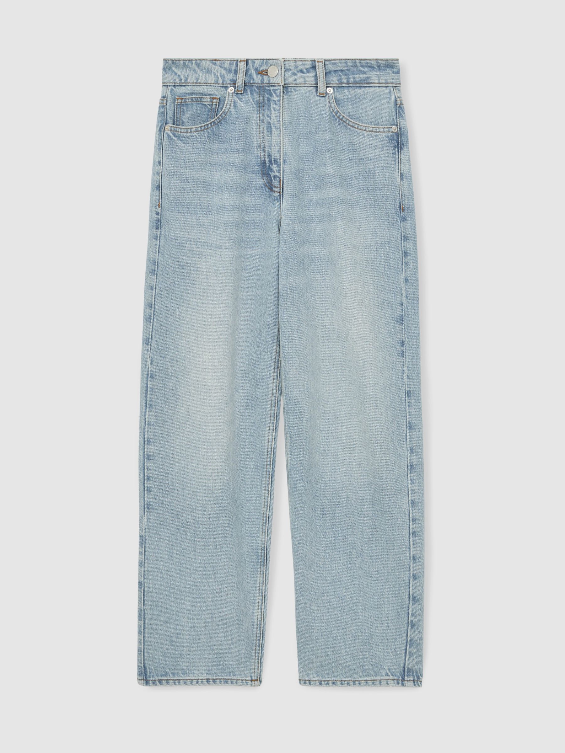 Mid-Rise Straight-Leg Jeans in Pale Blue