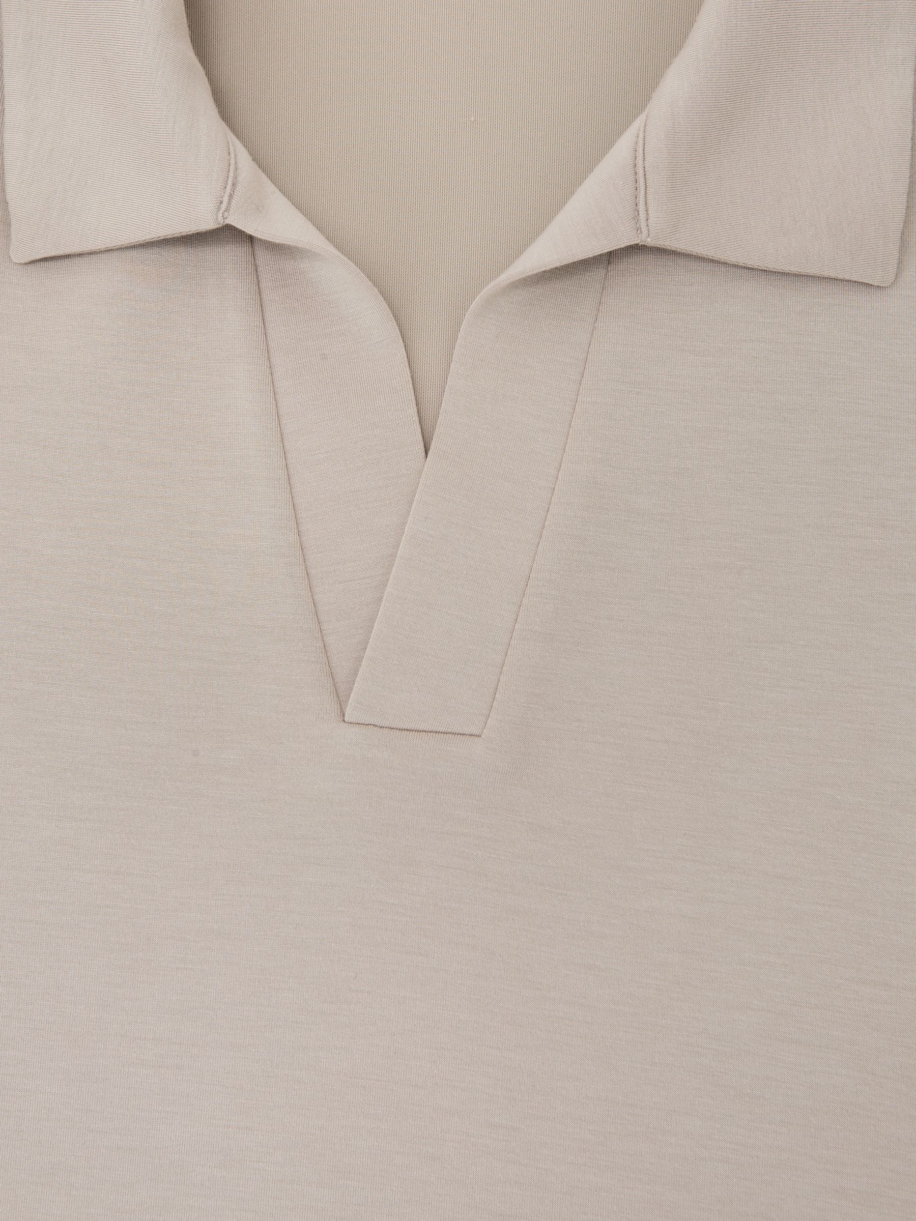 Interlock Open-Collar Polo Sweatshirt in Stone