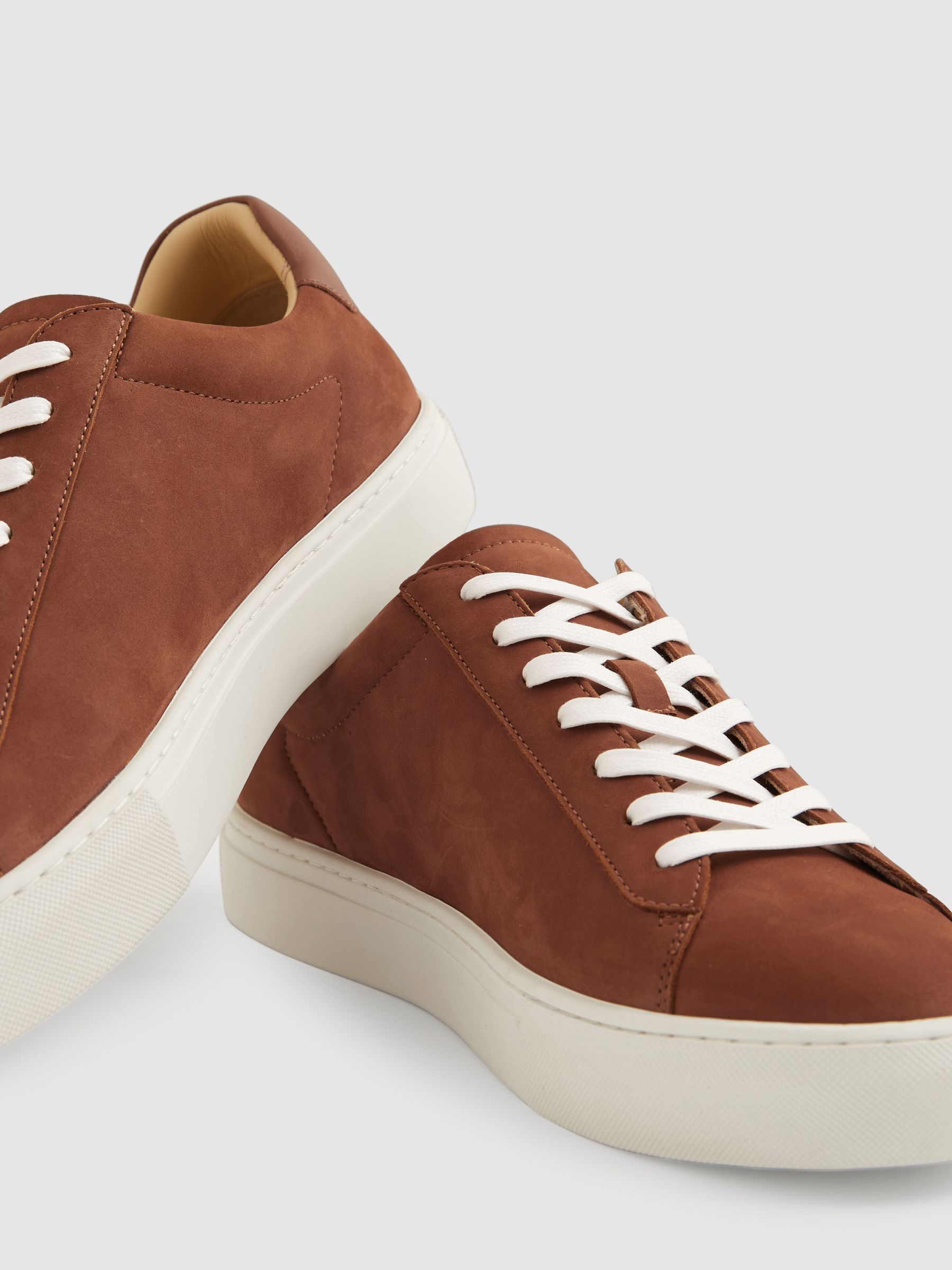 Nubuck Leather Low-Top Trainers in Brickwood Red