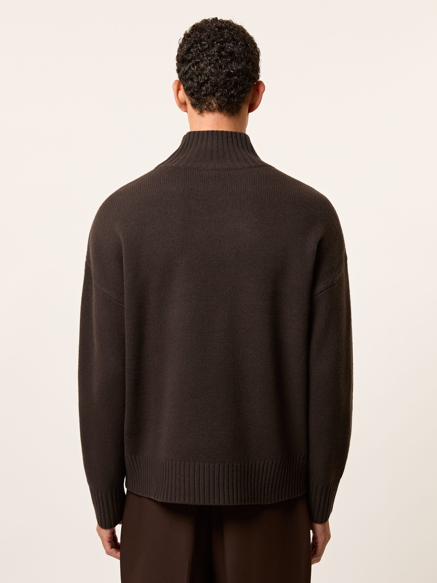 Monogram Wool Relaxed Jumper in Dark Brown