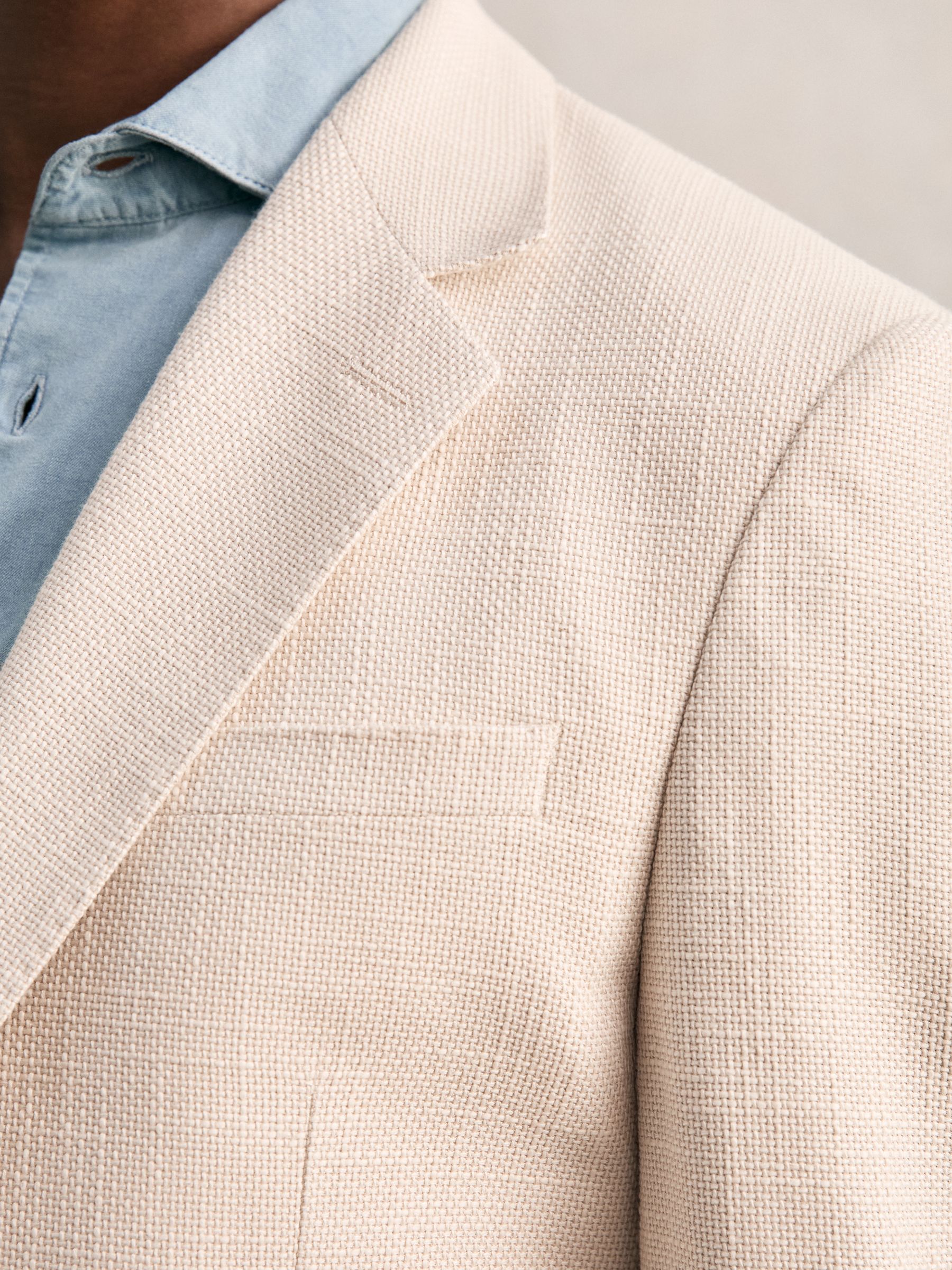 Slim Fit Single Breasted Textured Blazer with Cotton in Stone