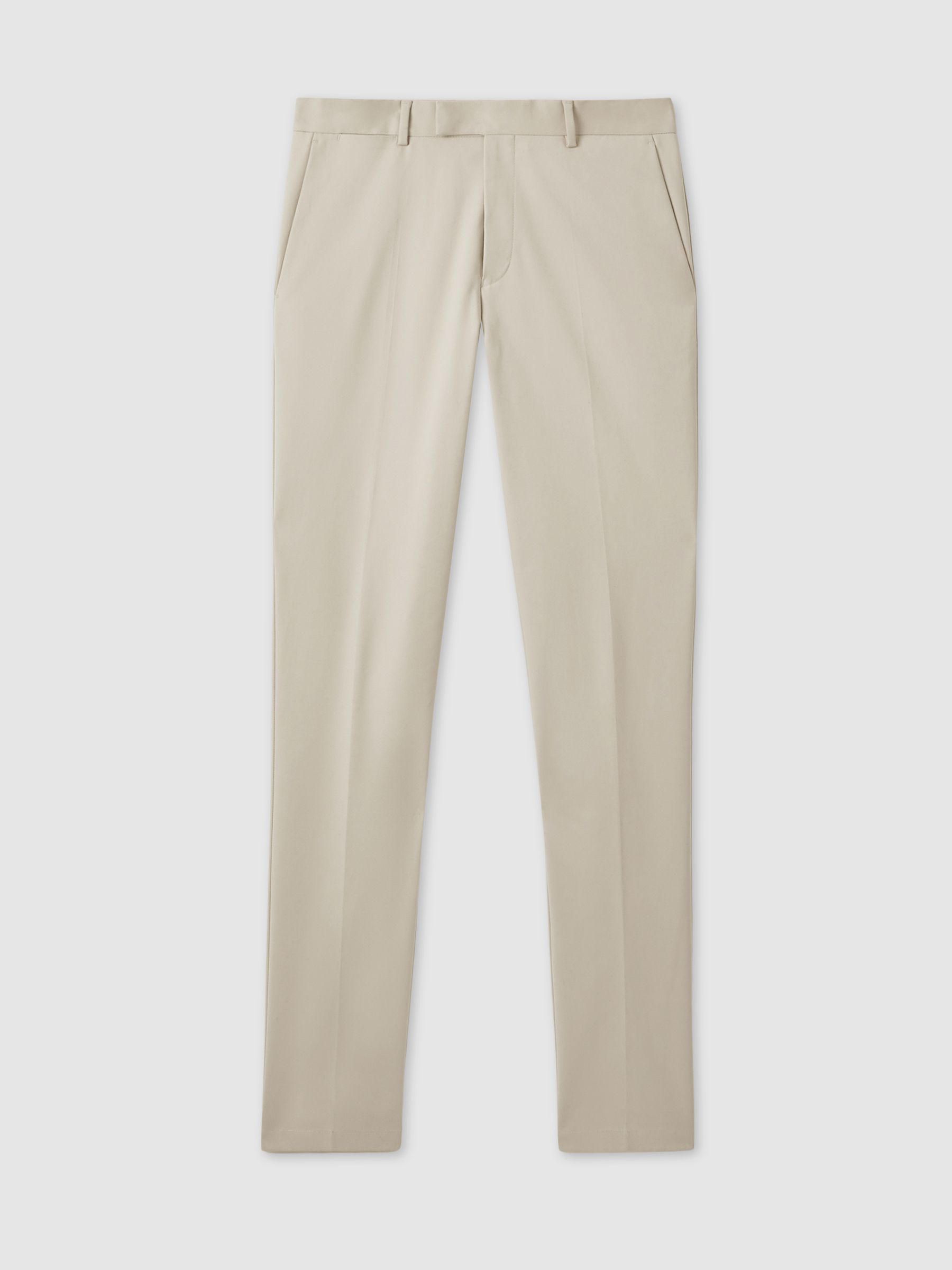 Slim Fit Cotton Blend Chinos in Stone