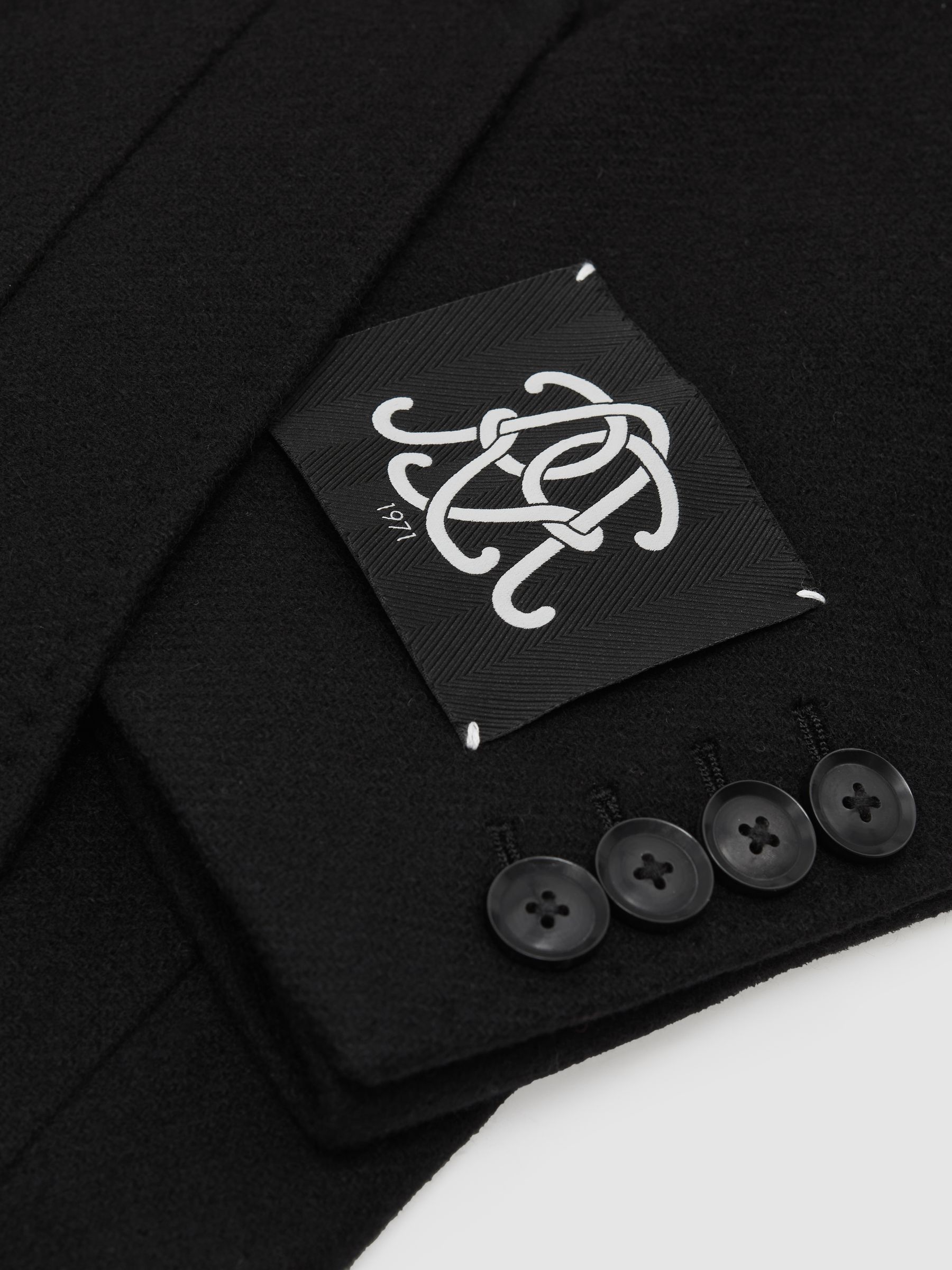 Monogram Long Double-Breasted Coat Wool-Blend in Black