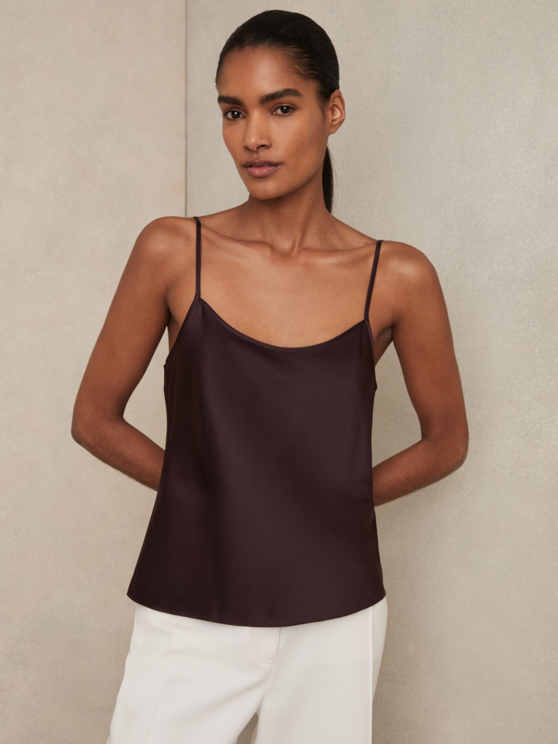 Silk Cami Top in Burgundy