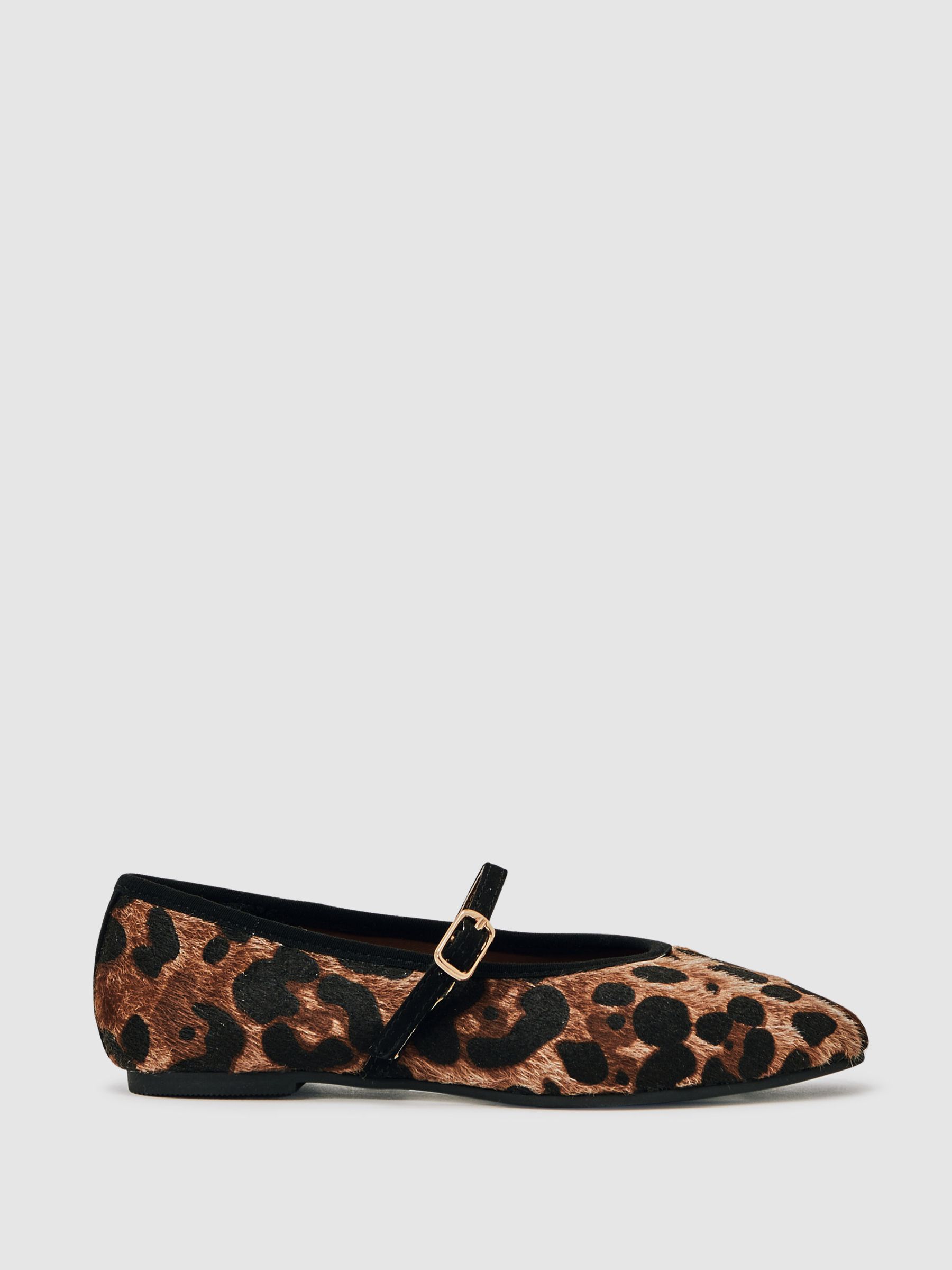 Girls Leopard-Print Ballet Pumps in Brown