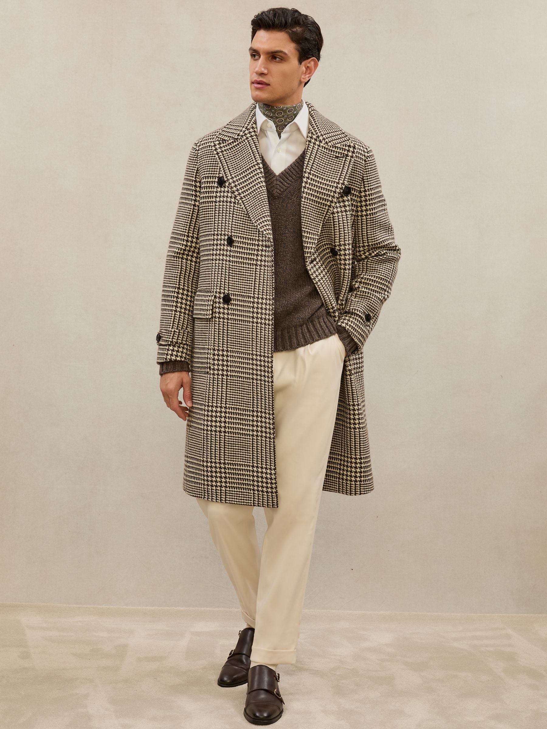 Atelier Wool V-Neck Jumper in Brown Melange