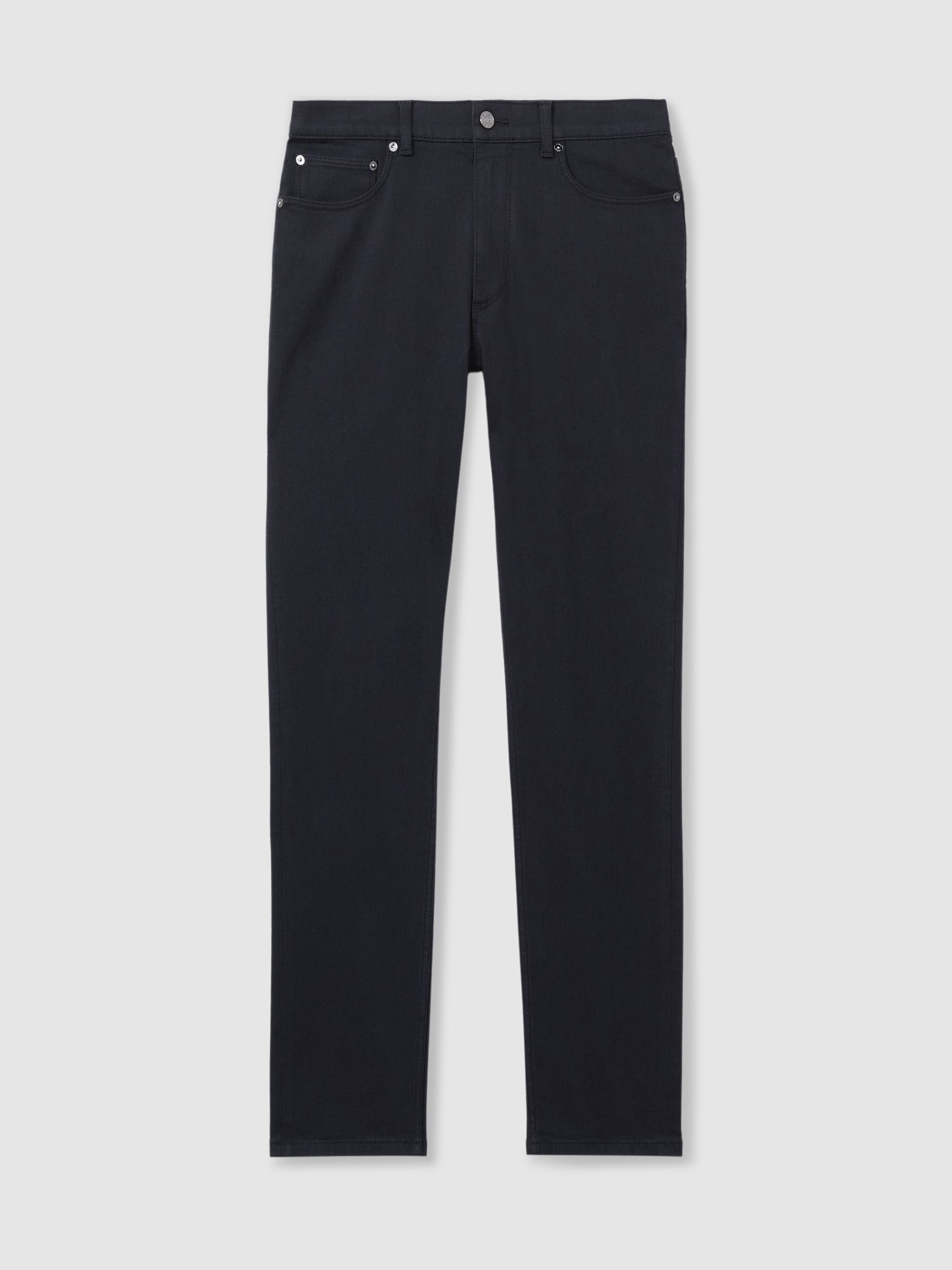 Cotton-Stretch Slim-Fit Jeans in Navy