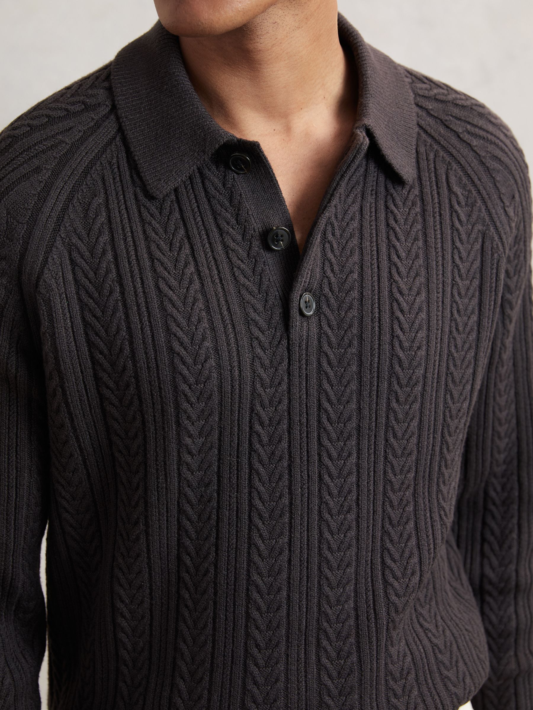 Cable-Knit Jumper With Wool in Chocolate Brown