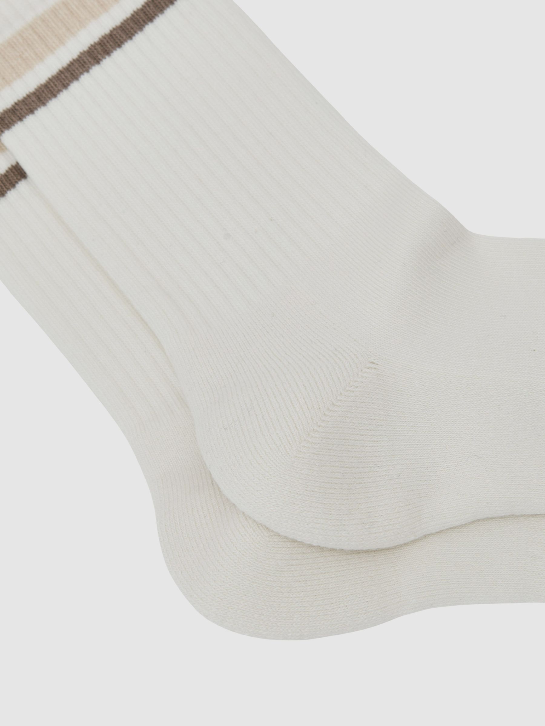 Cotton-Blend Double-Stripe Socks in Neutral