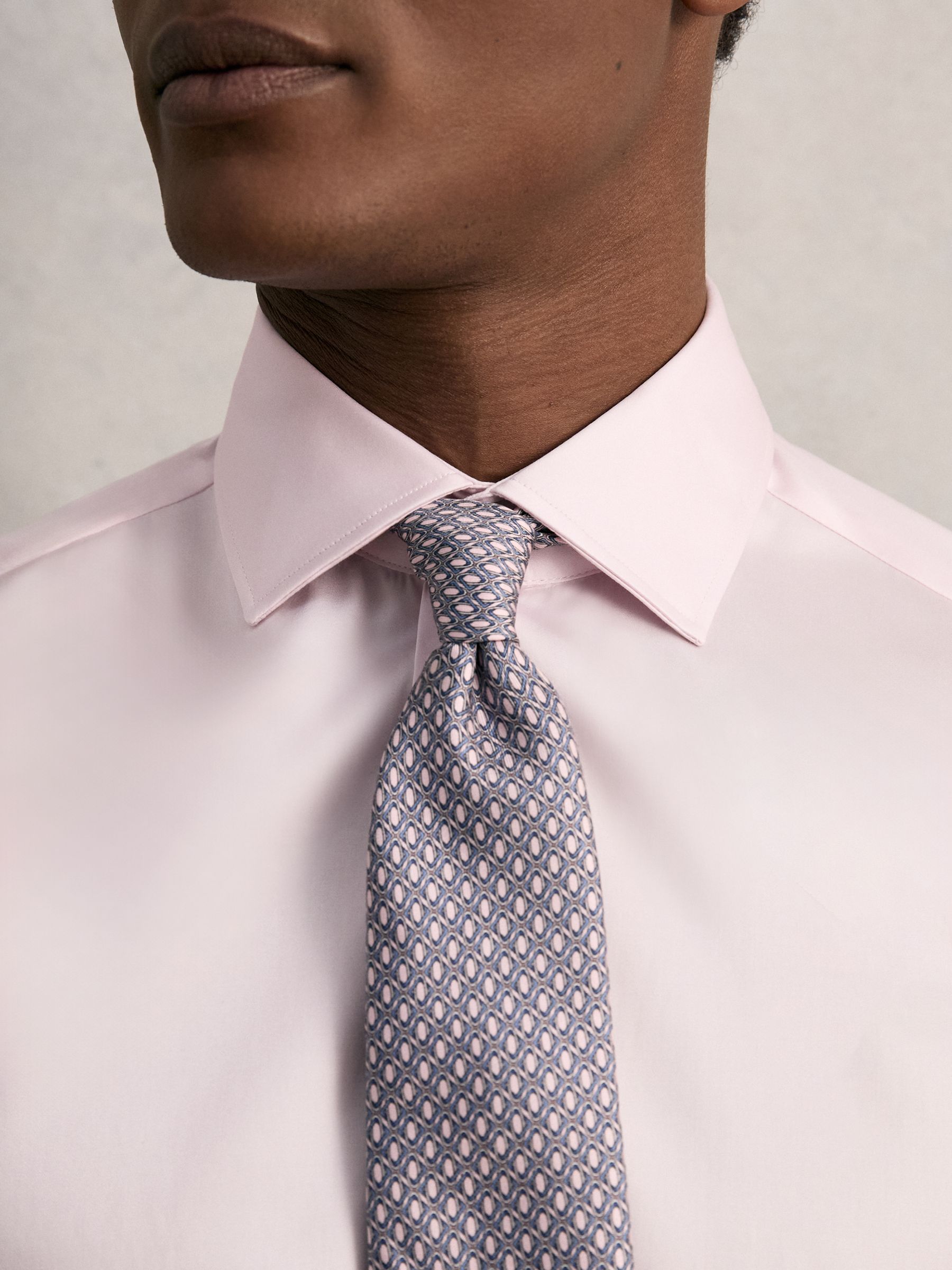 Regular Fit Cotton-Satin Regular-Fit Stripe Shirt in Pink