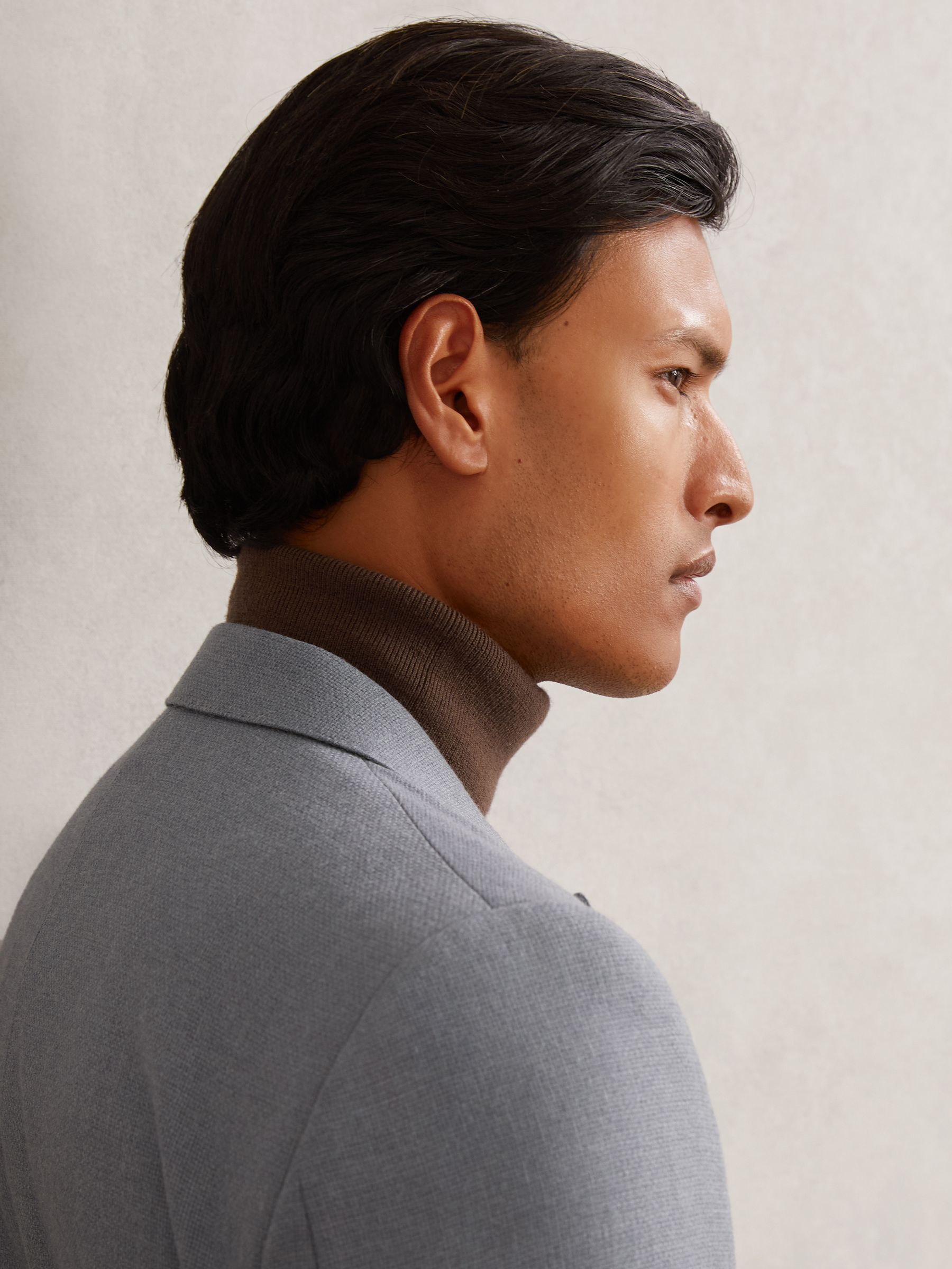 Slim-Fit Double-Breasted Blazer Wool-Blend in Airforce Blue