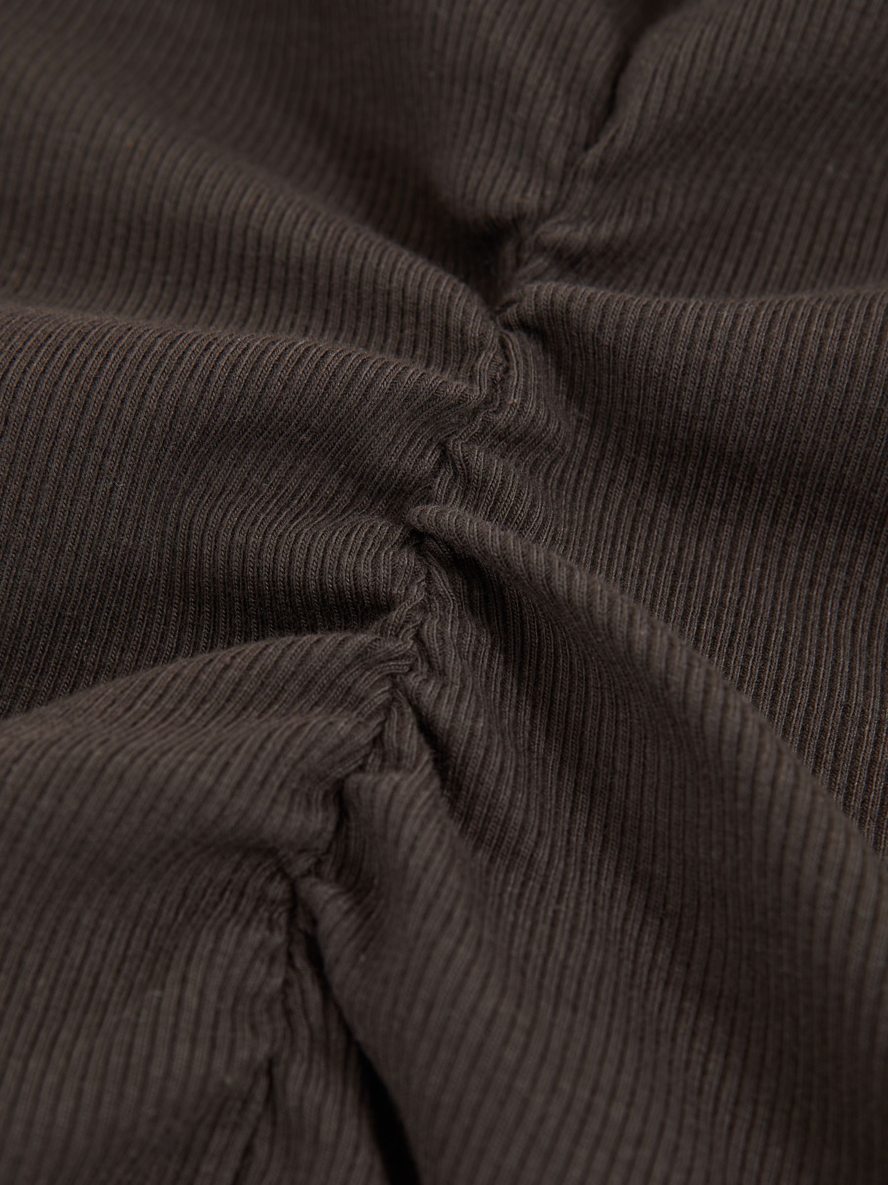 Fine-Rib Ruched Vest Top in Chocolate
