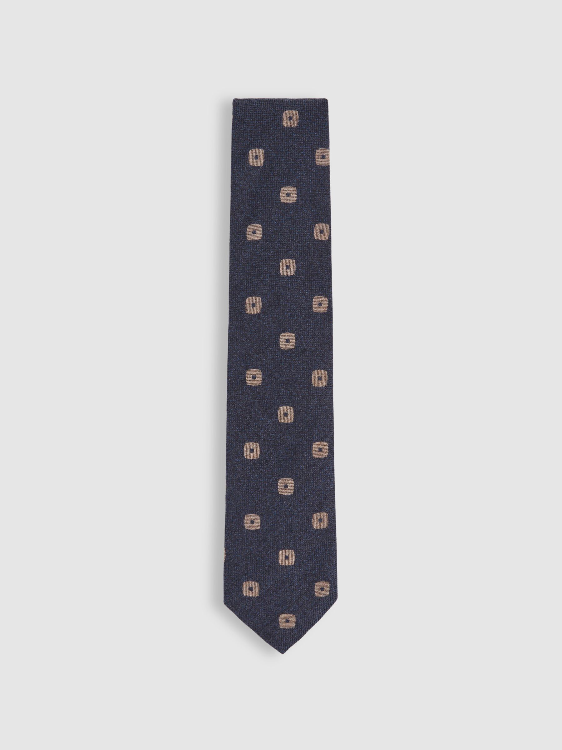 Silk-Wool Square-Medallion Tie in Navy