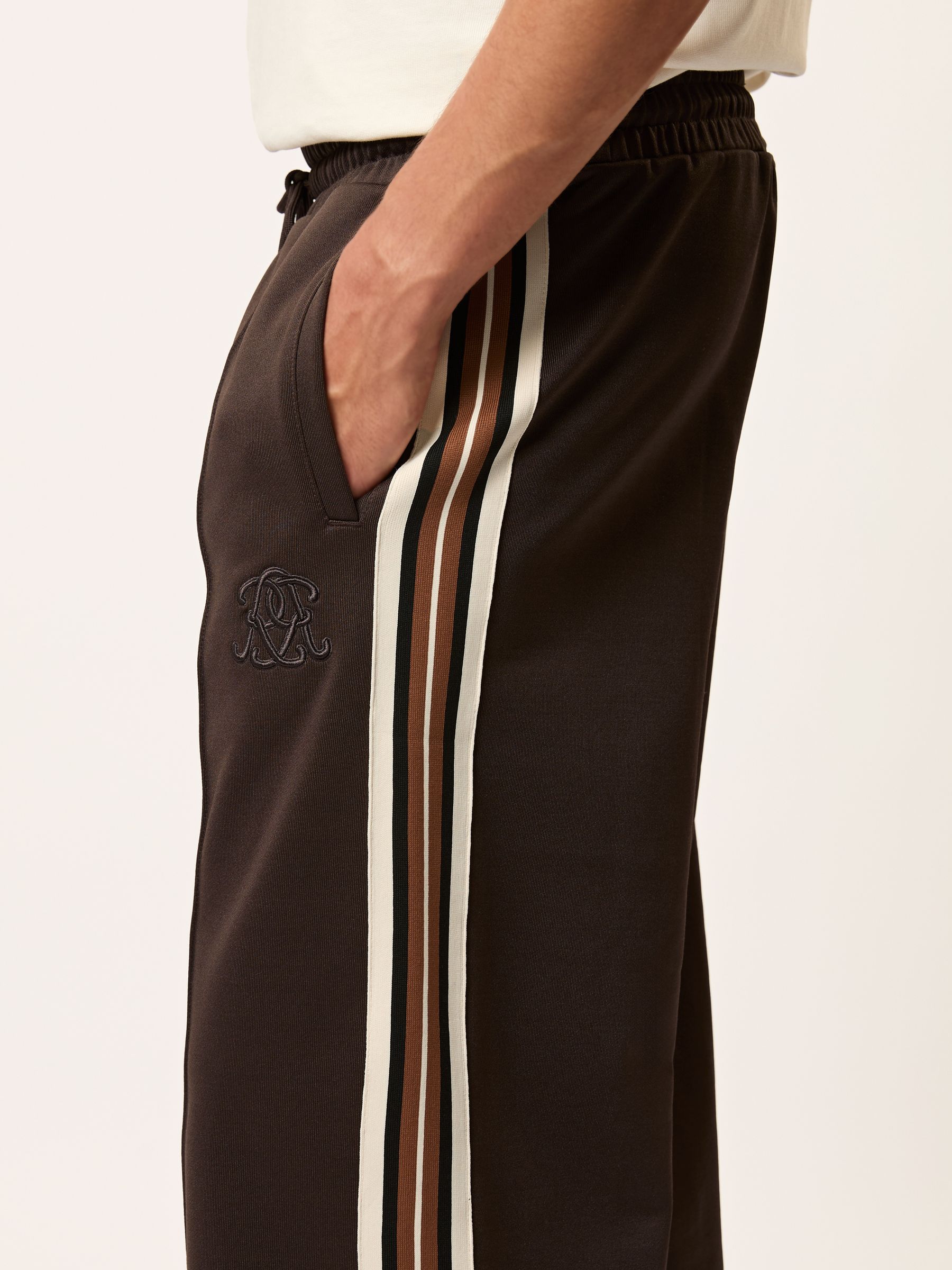 Monogram Cotton Wide-Leg Joggers in Brown
