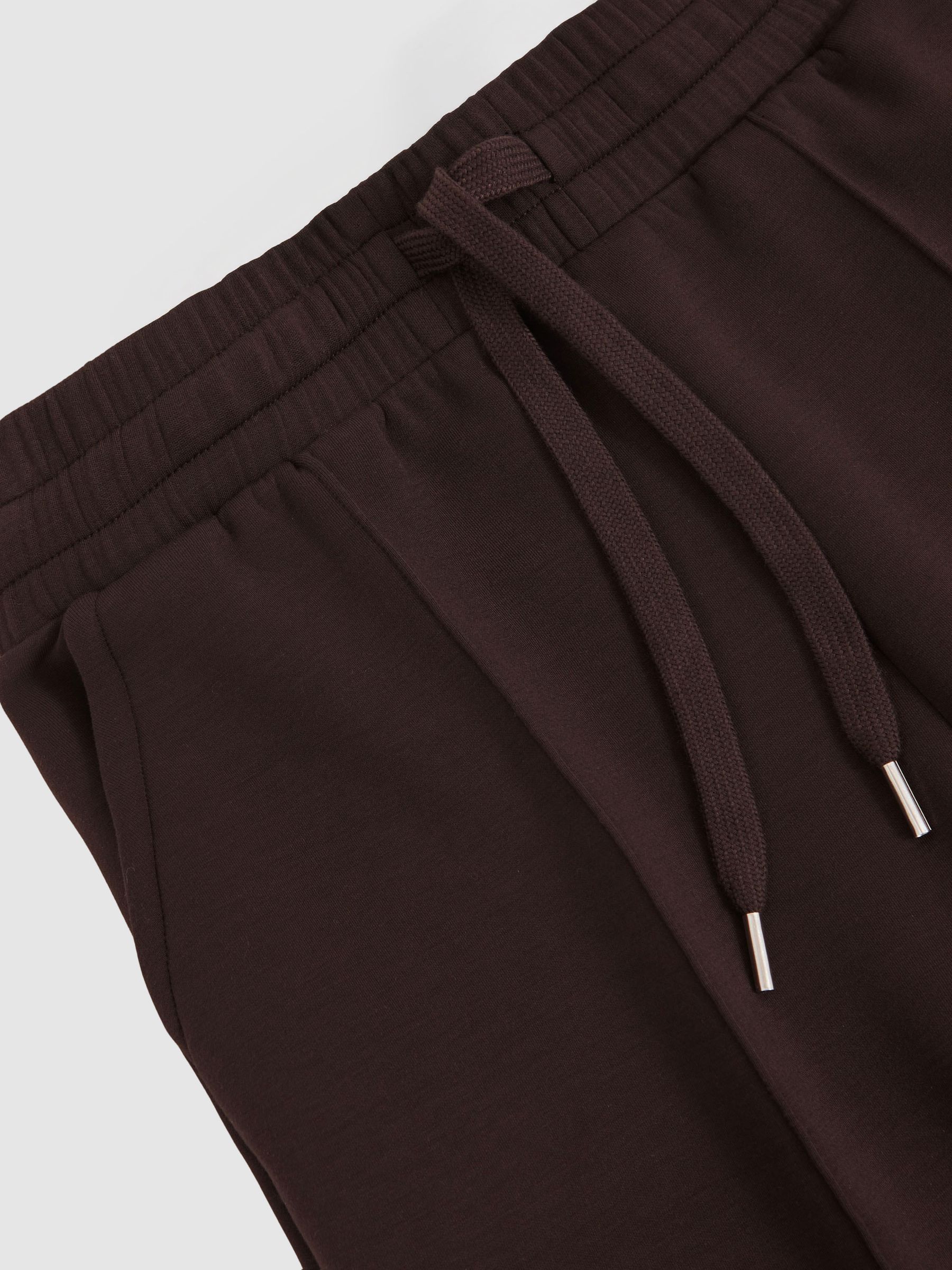 Modal-Blend Interlock Wide-Leg Joggers in Dark Chocolate Brown