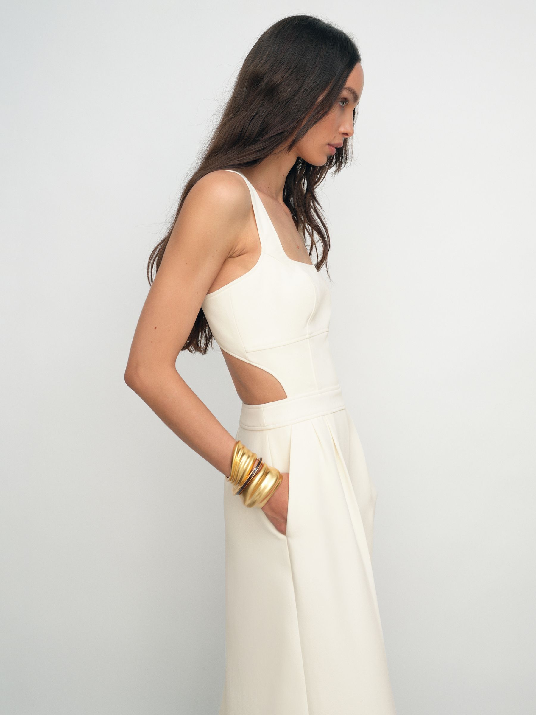 Wide-Leg Cut-Out Jumpsuit in Ivory