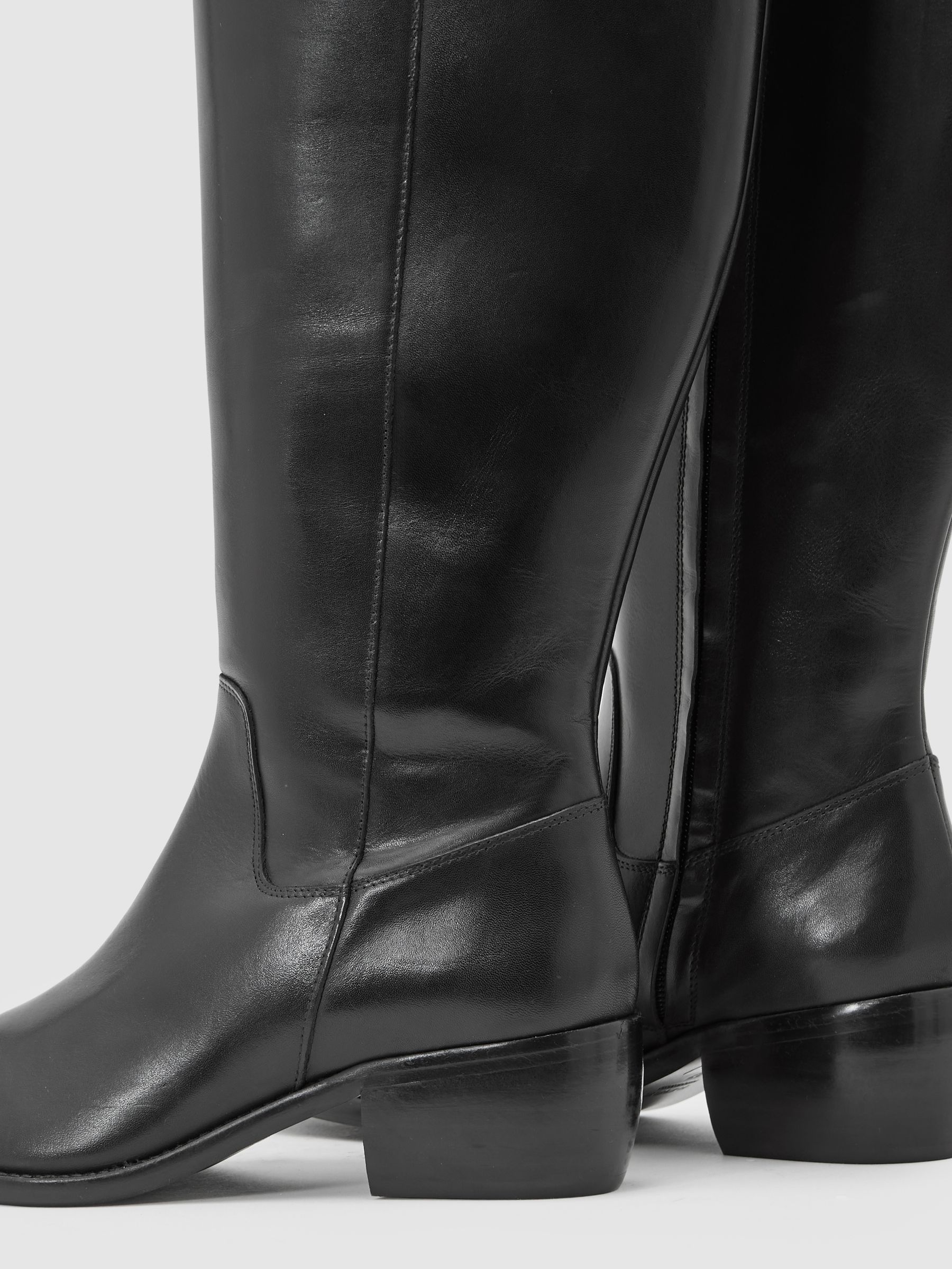 Leather Knee-High Boots in Black