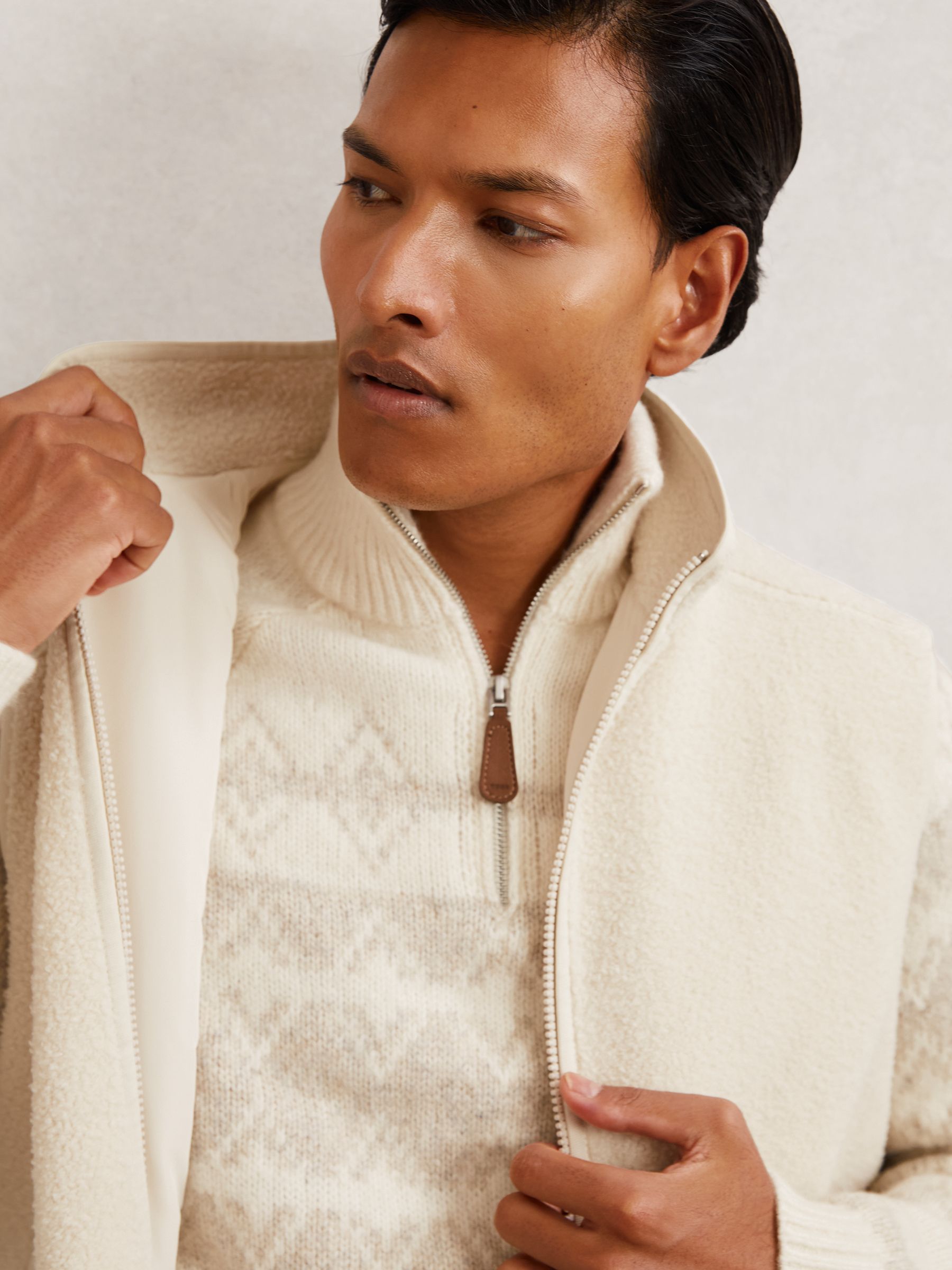 Fleece Zip-Through Gilet in Ecru