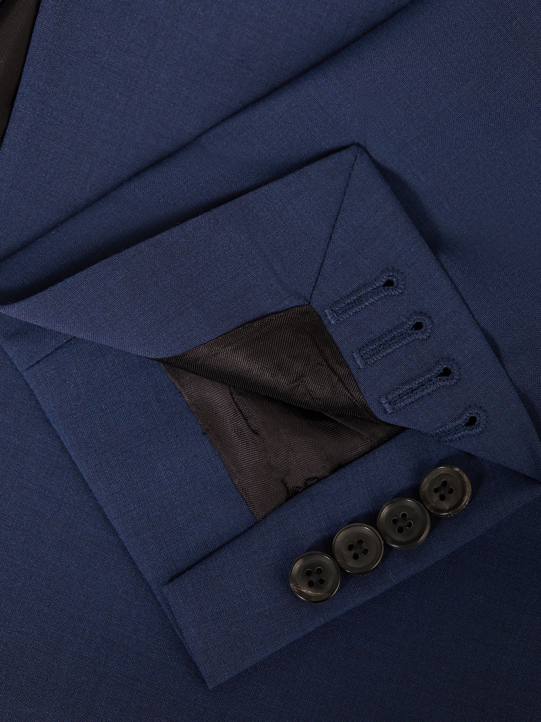 Slim Fit Single Breasted Wool Blend Blazer in Bright Blue