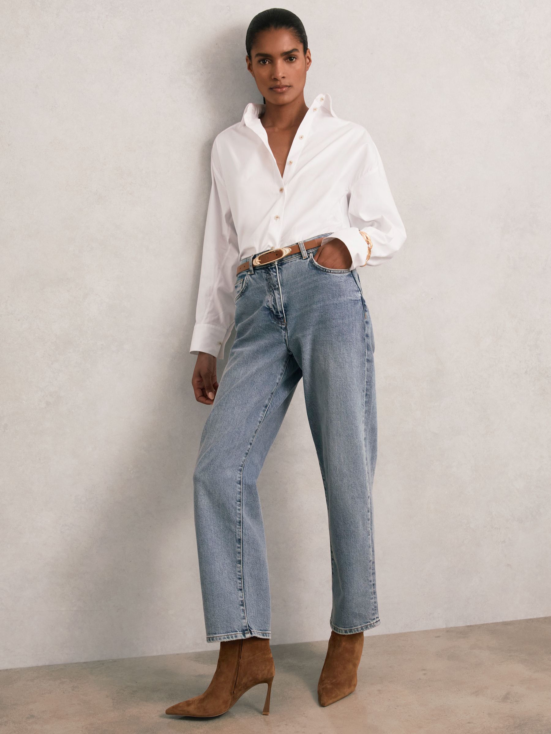 High Heeled Leather Ankle Boots in Tan