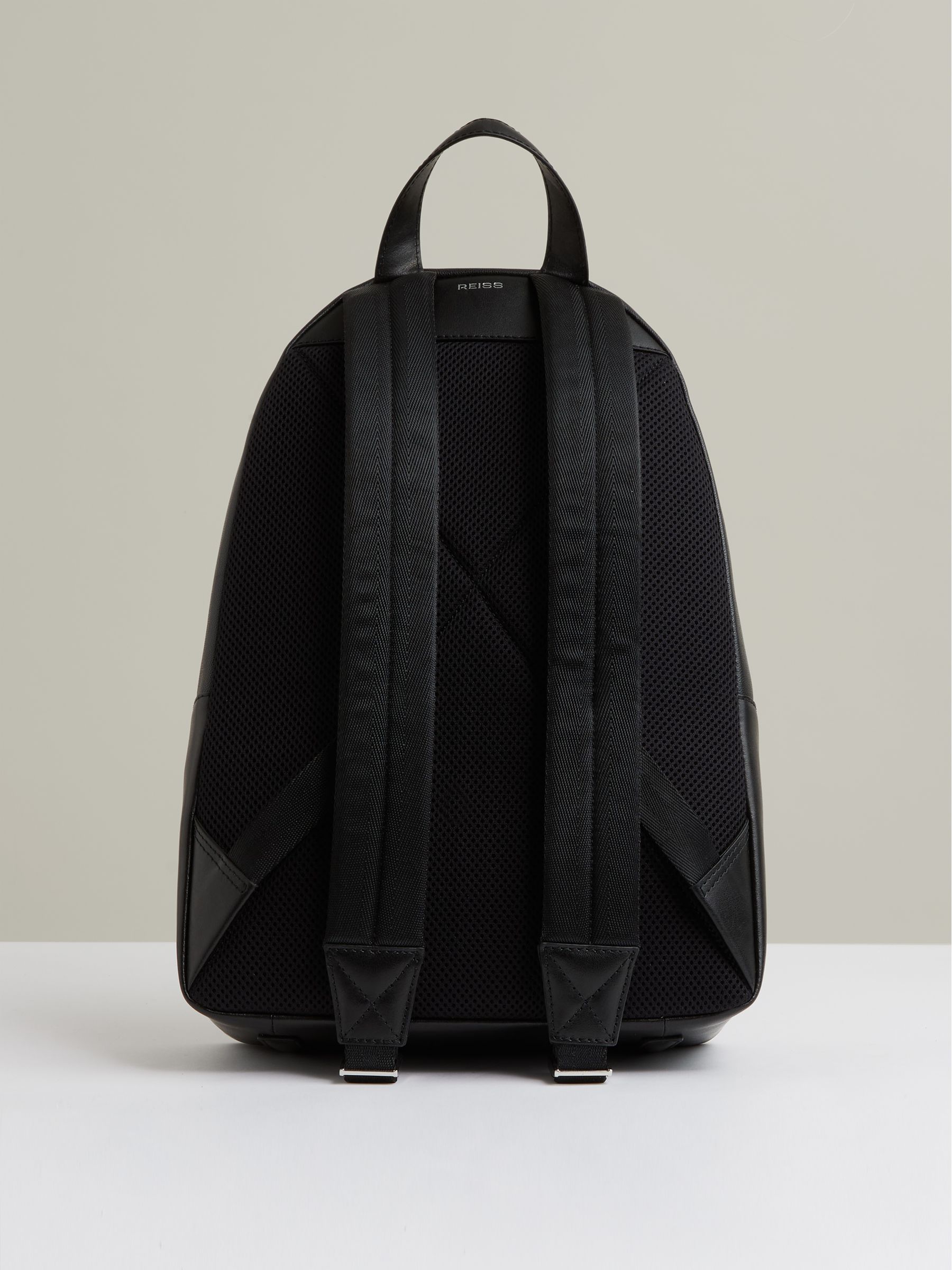 Micro-Grain Leather Backpack in Black