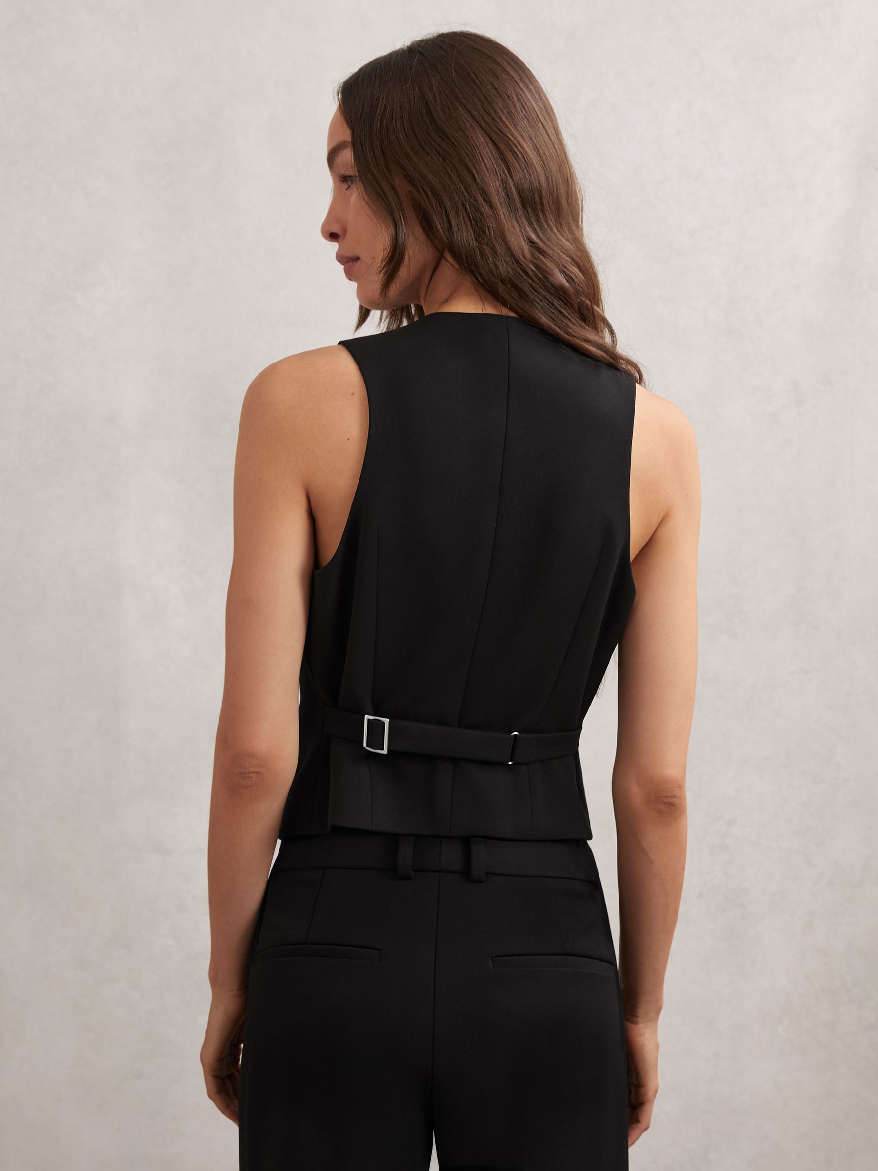 Single-Breasted Twill Waistcoat in Black