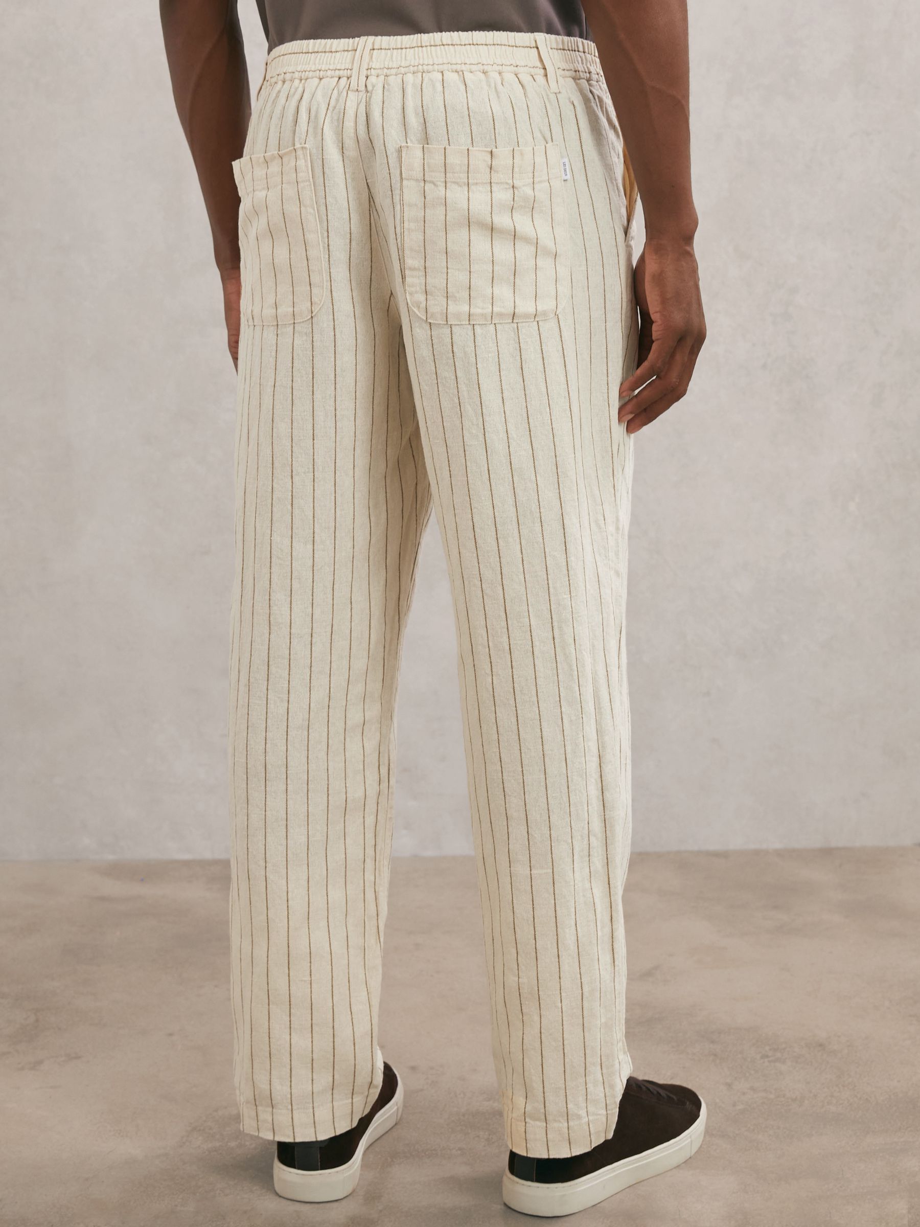 Les Deux Linen-Cotton Stripe Trousers in Ivory