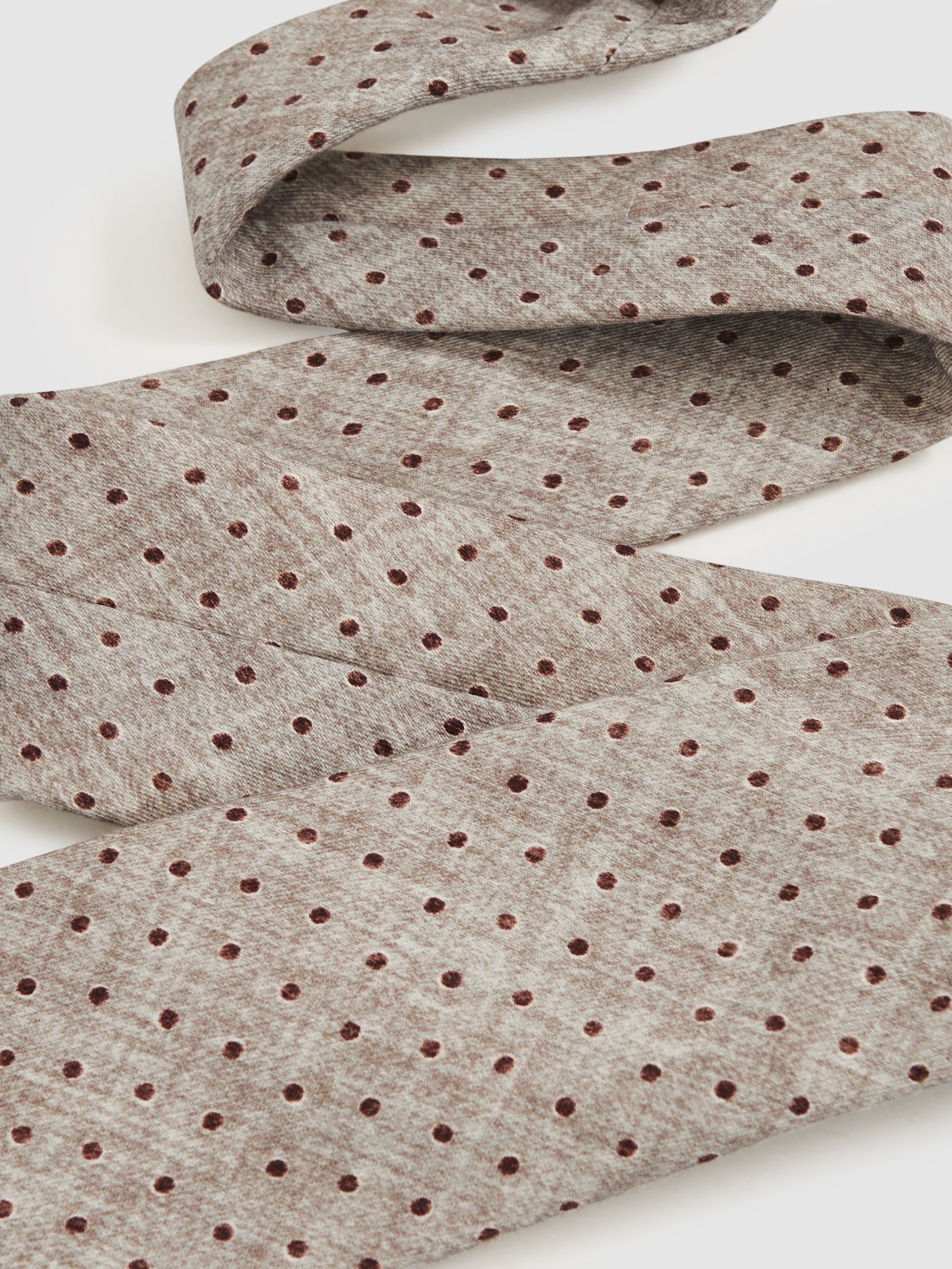 Wool-Cotton Polka-Dot Tie in Grey Melange