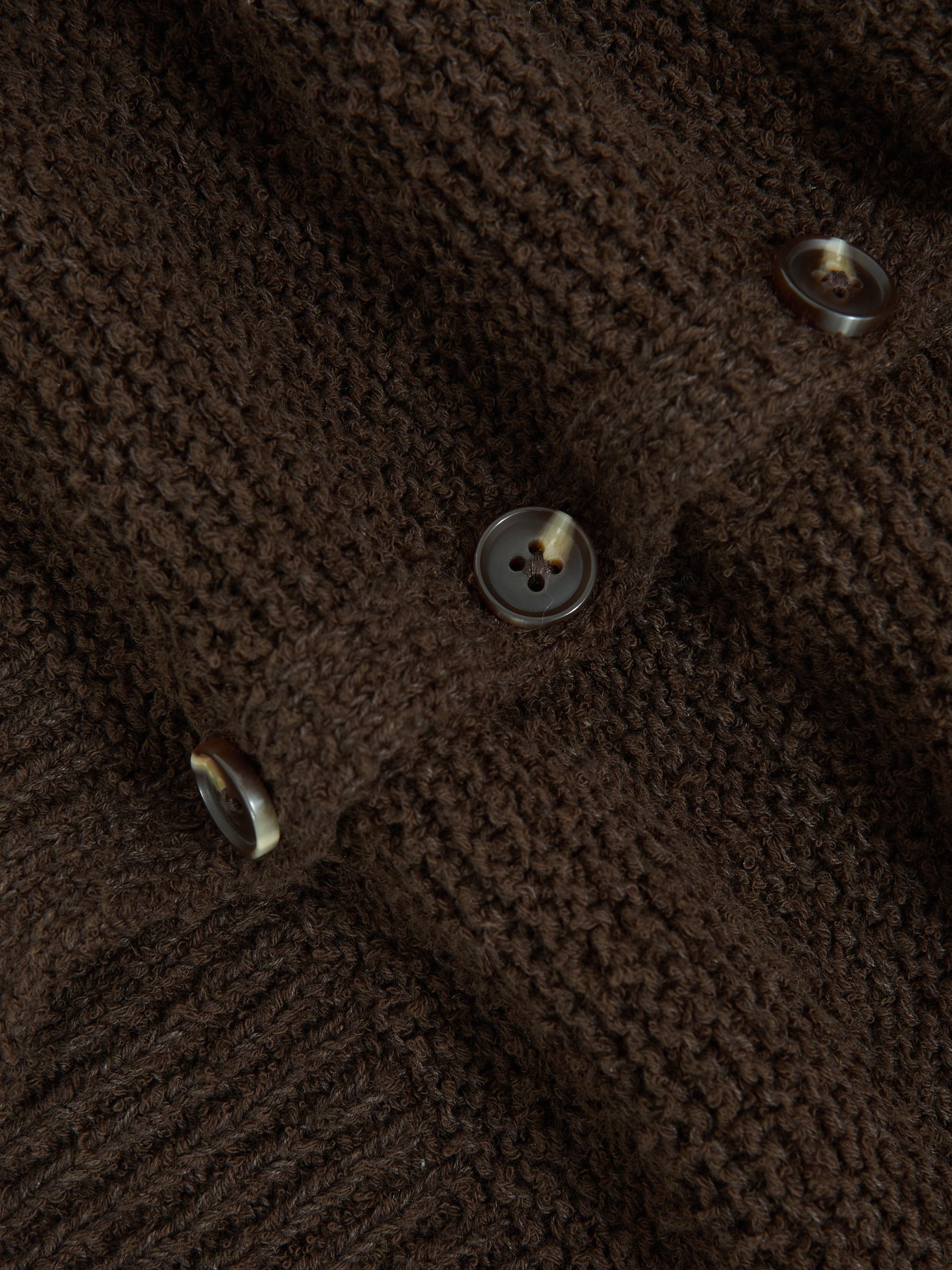 Cotton-Linen Button-Through Knit Top in Chocolate Brown