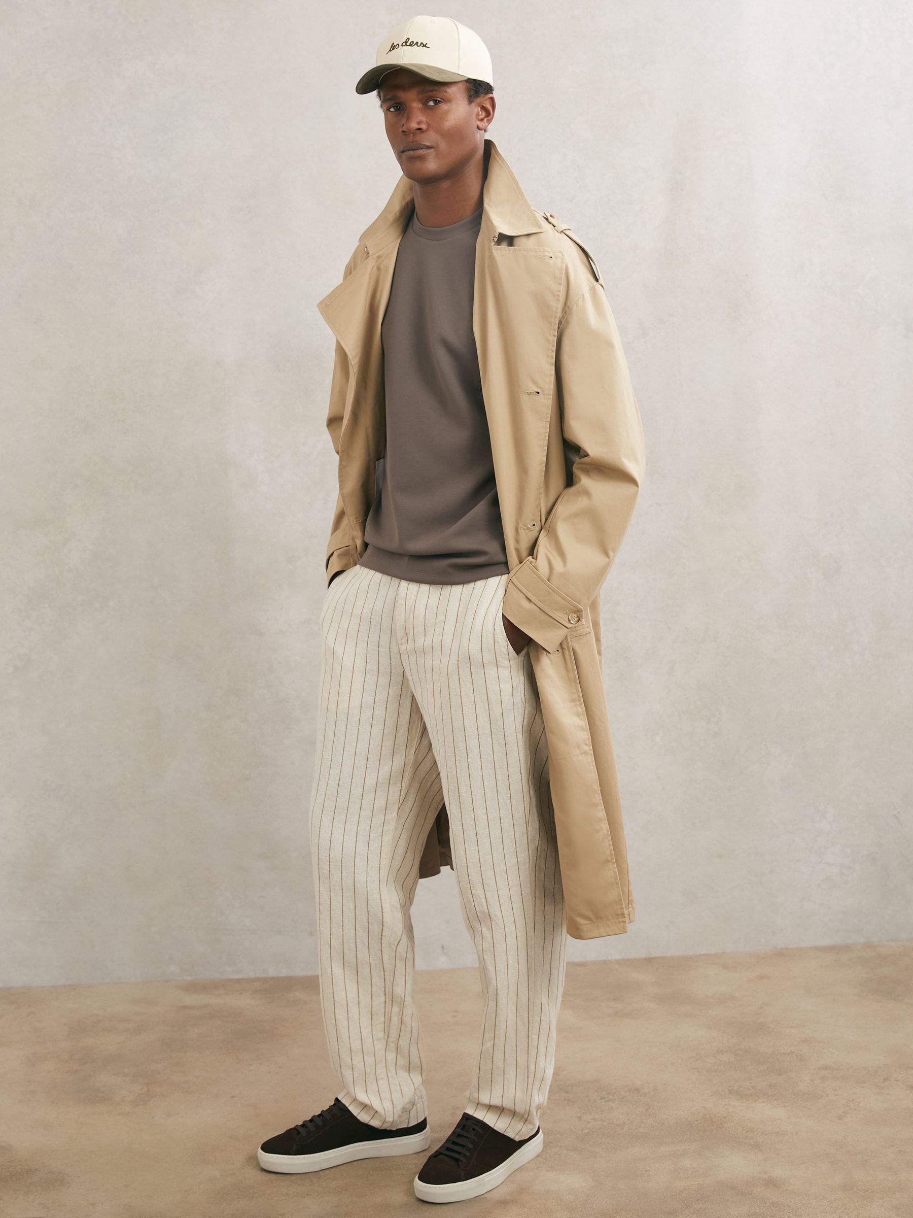 Les Deux Linen-Cotton Stripe Trousers in Ivory