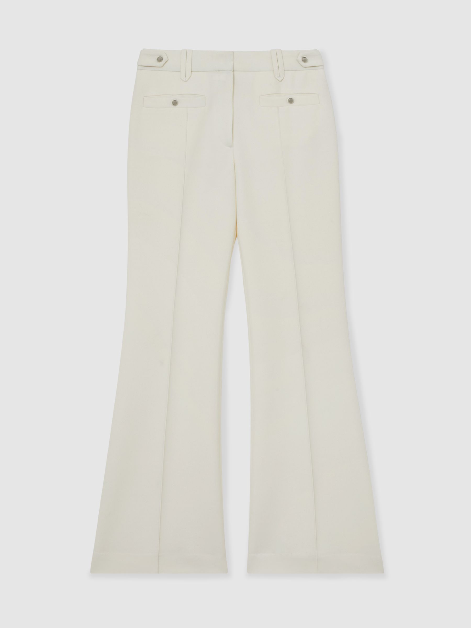 Atelier Wool Stud Flared Trousers in White