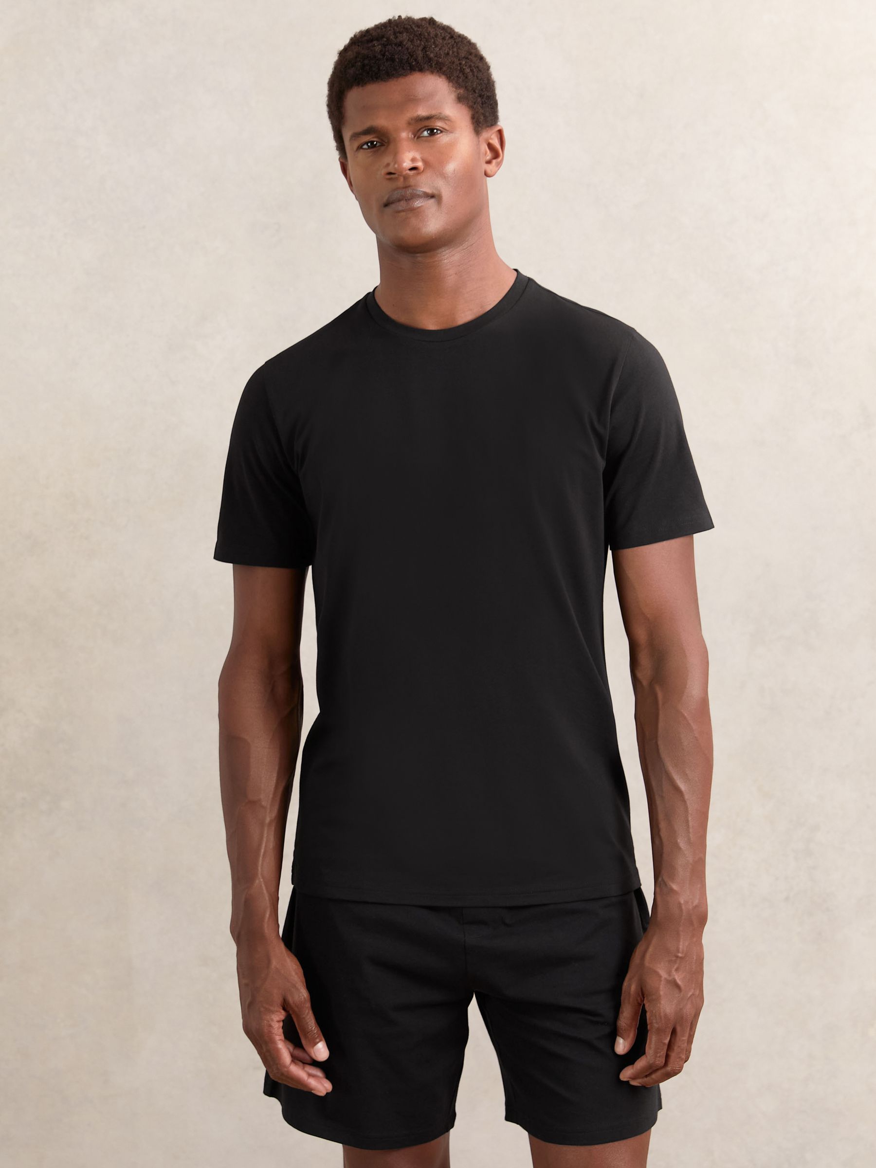 Stretch-Cotton Loungewear T-Shirts 2 Pack in Black