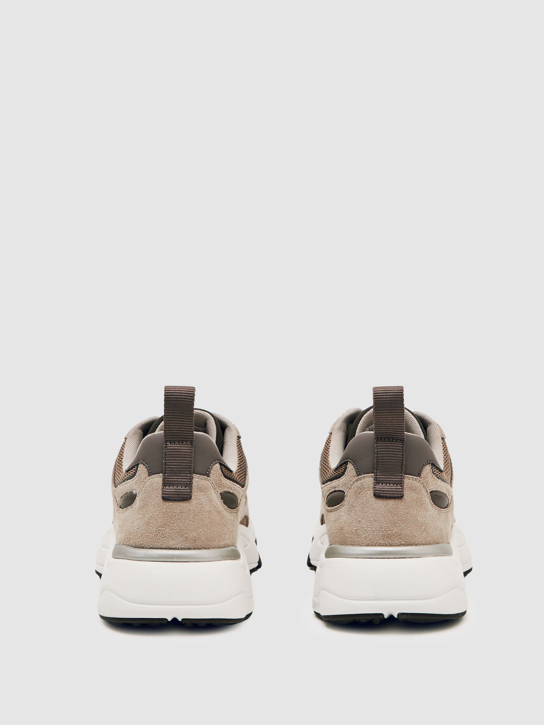 Chunky-Sole Panelled Runner Trainers in Taupe Brown