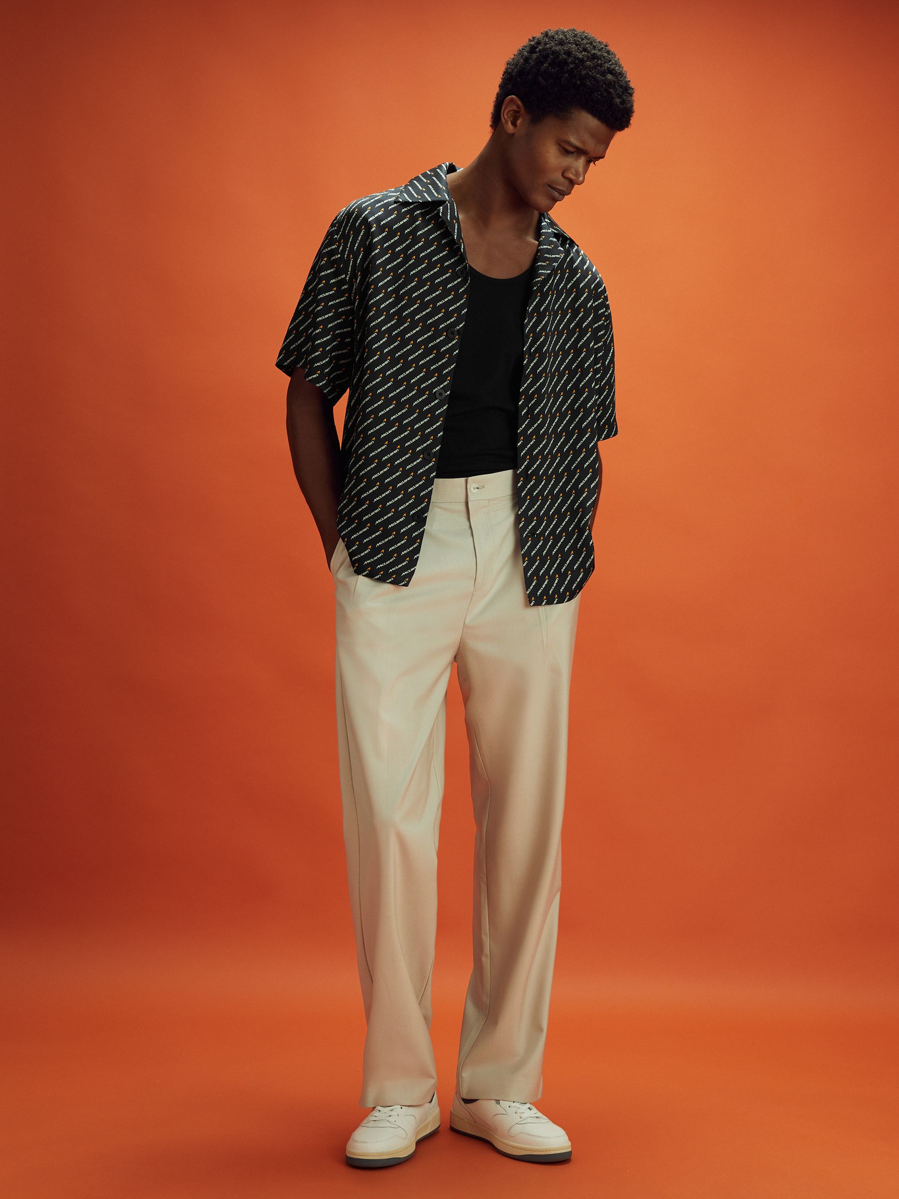 McLaren F1 Silverstone Exclusive Cuban Collar Shirt in Black Multi