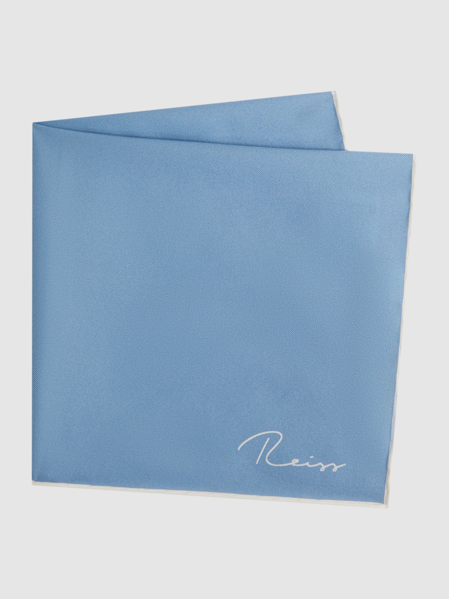 Plain Silk Pocket Square in Soft Blue
