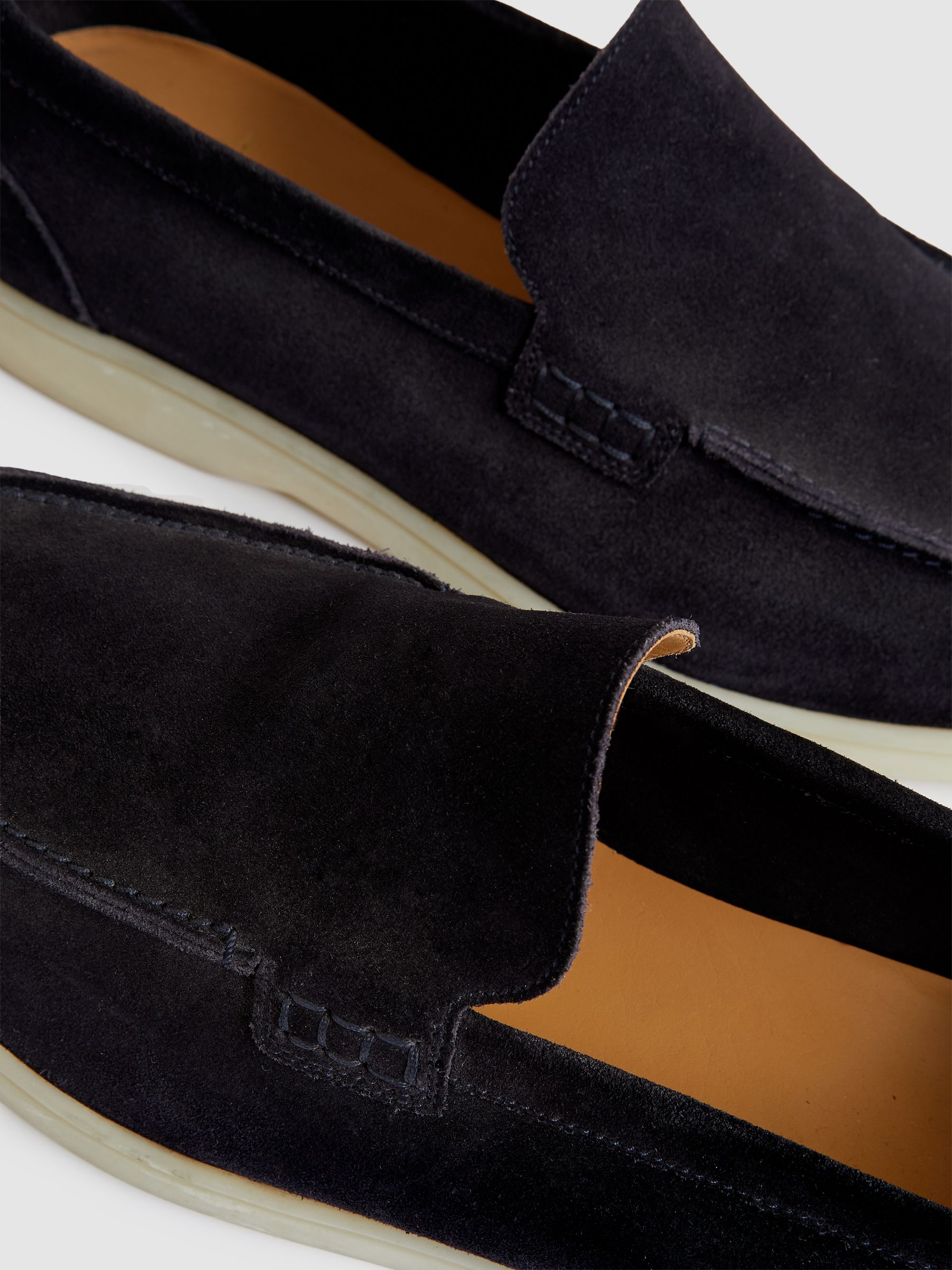Suede Slip-On Loafers in Navy