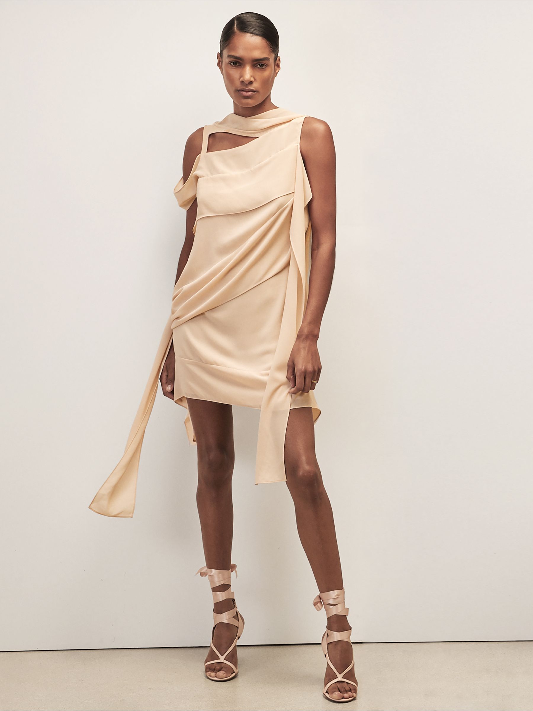 Reiss | Royal Ballet Panel Shift Dress in Pale Pink