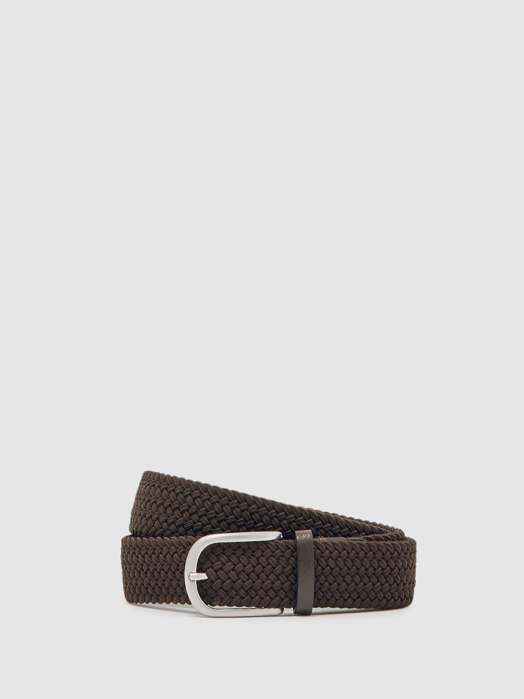 Basket Weave Belt in Dark Brown
