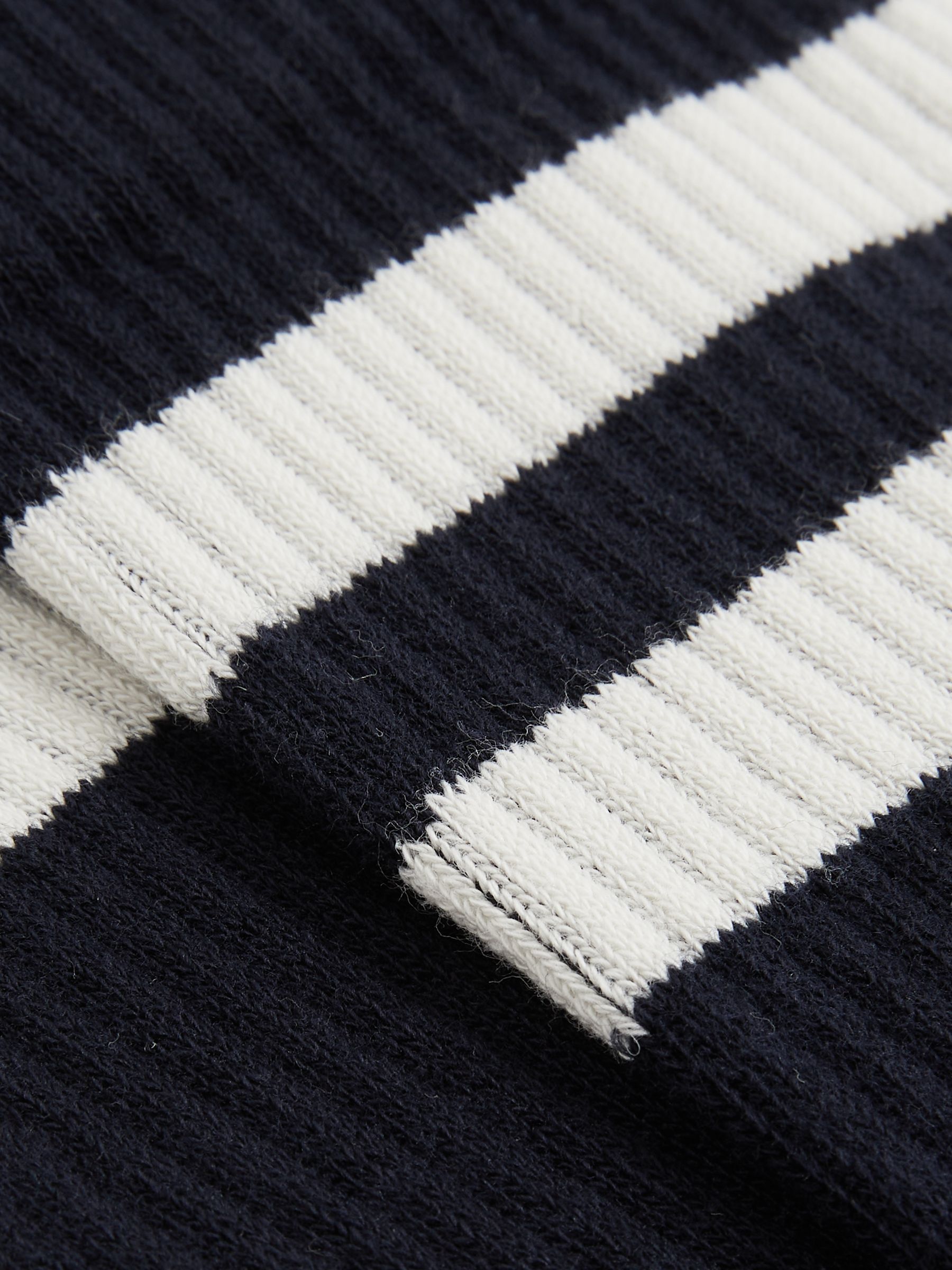 Cotton-Blend Double-Stripe Socks in Navy/Ecru