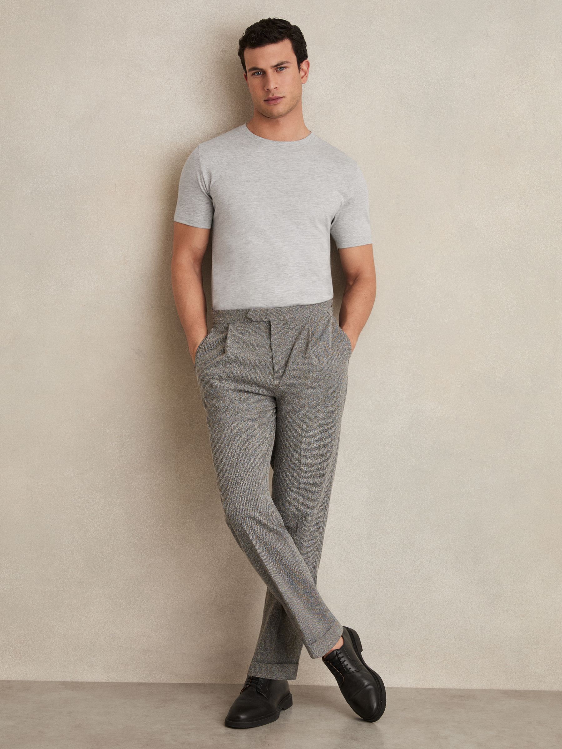 Cotton Crew Neck T-Shirt in Grey Marl