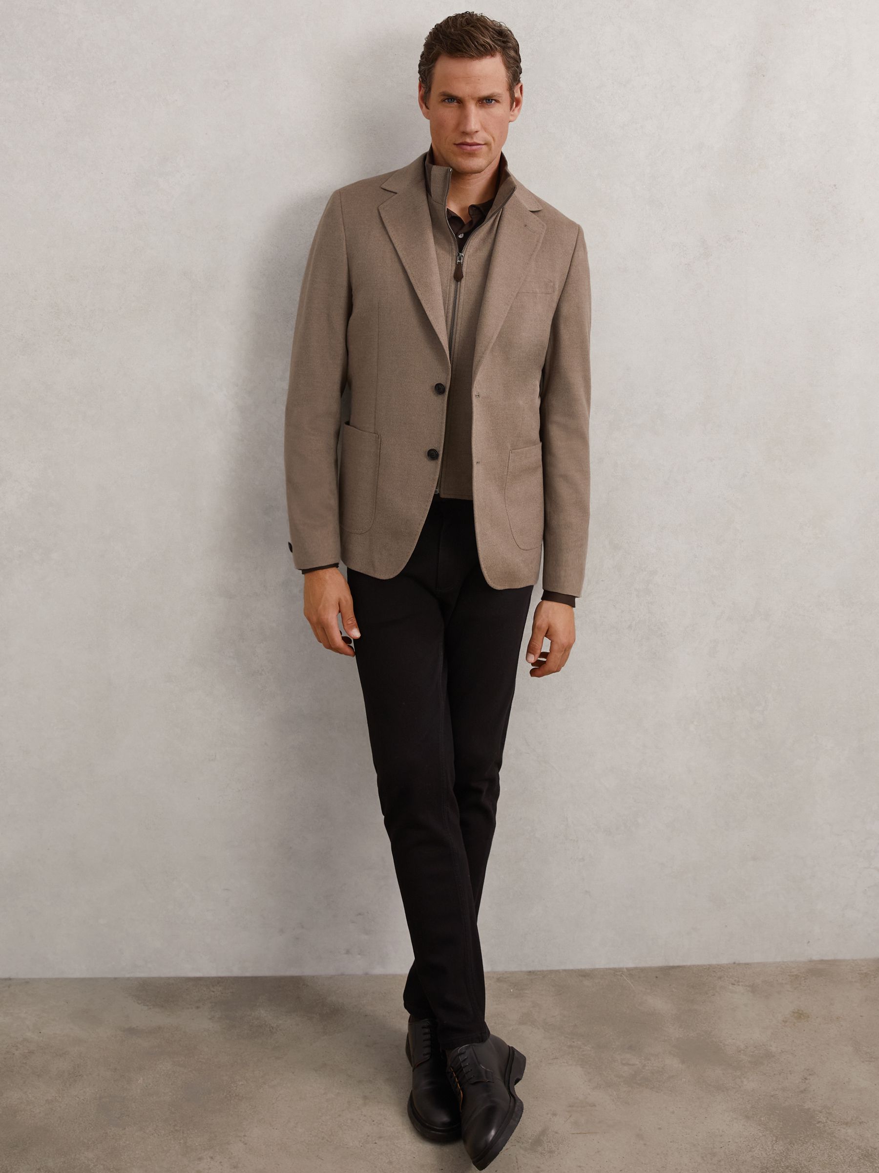 Single-Breasted Blazer With Gilet Insert Tailored-Fit in Mocha Brown