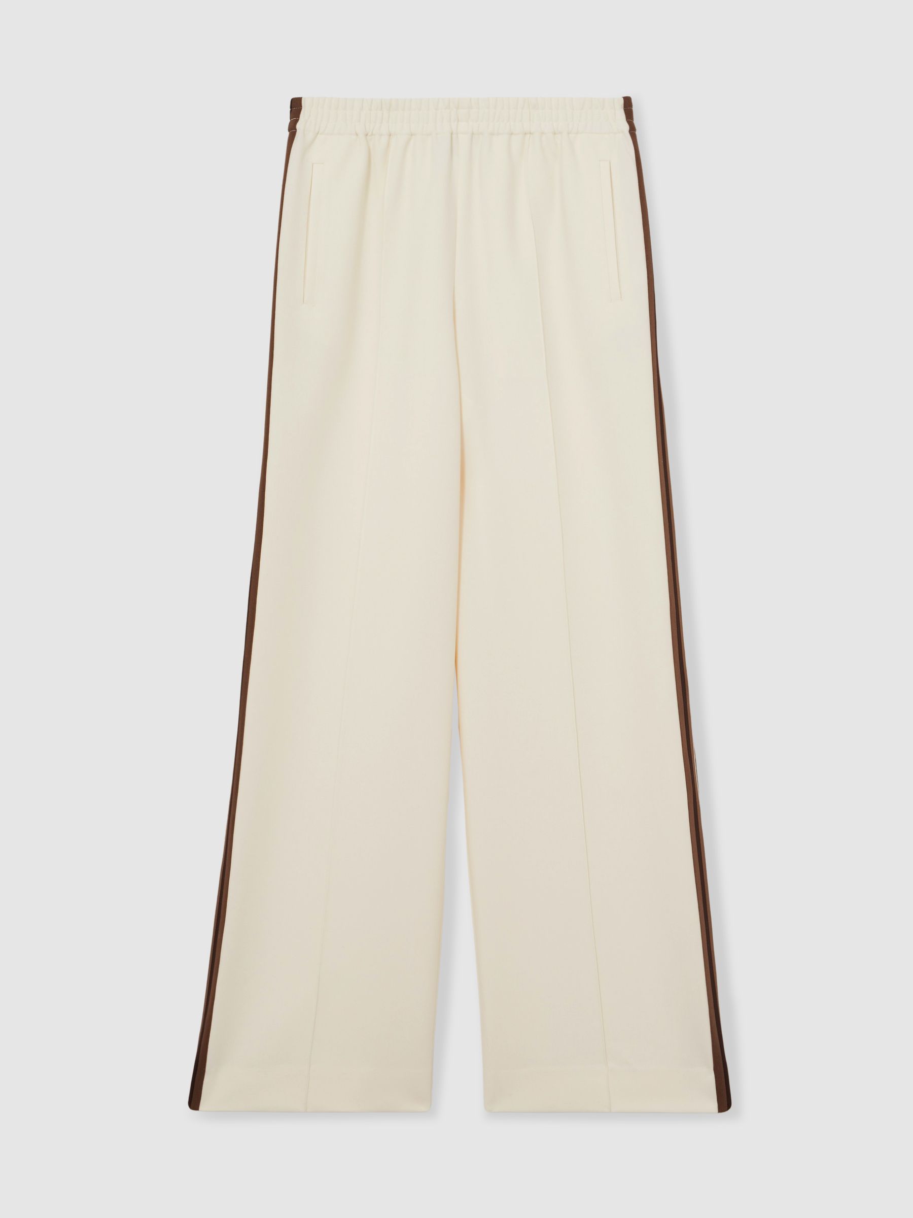 Petite Side-Stripe Wide-Leg Trousers in Cream