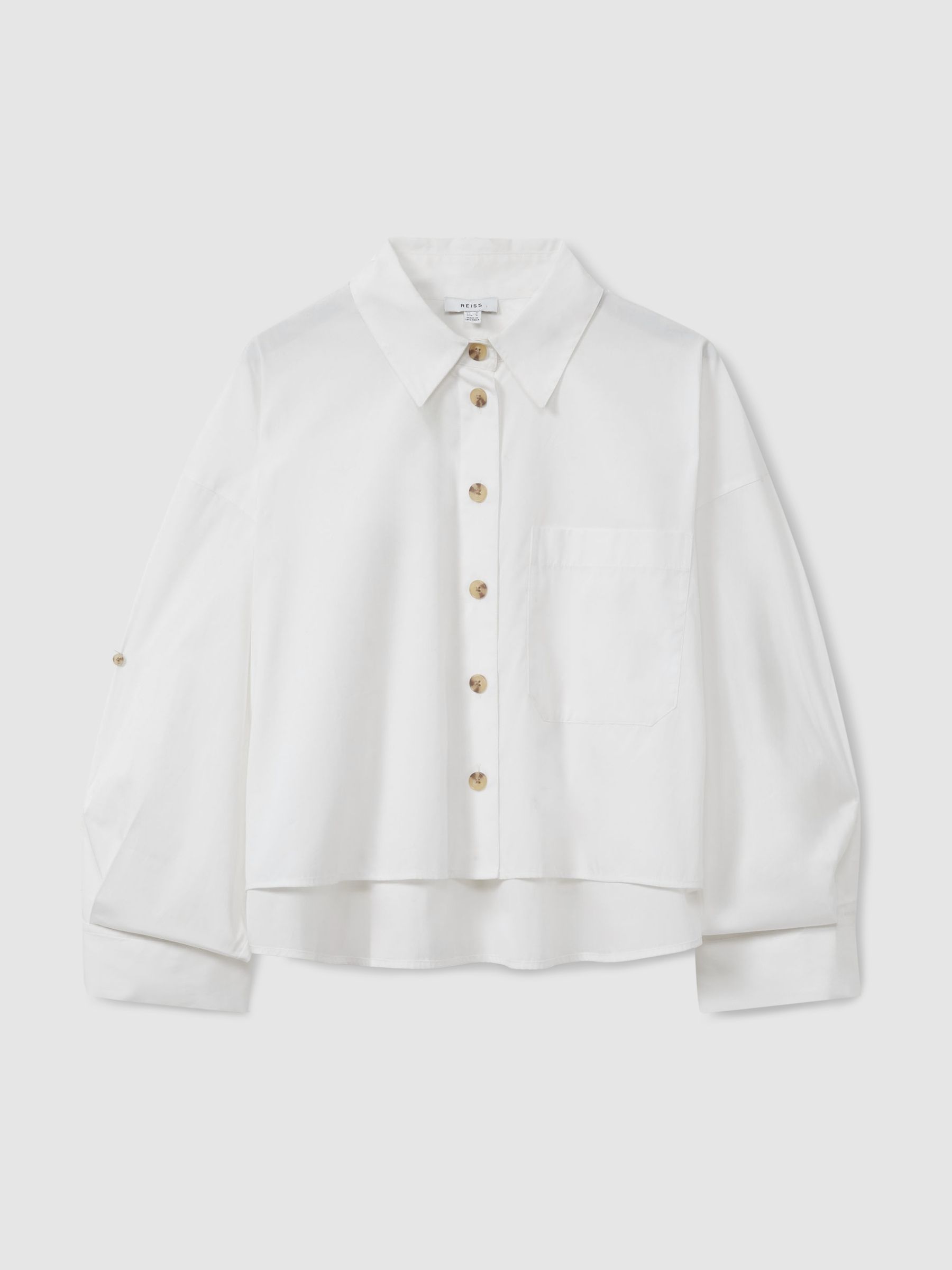 Oversize Cotton Cropped Shirt in White