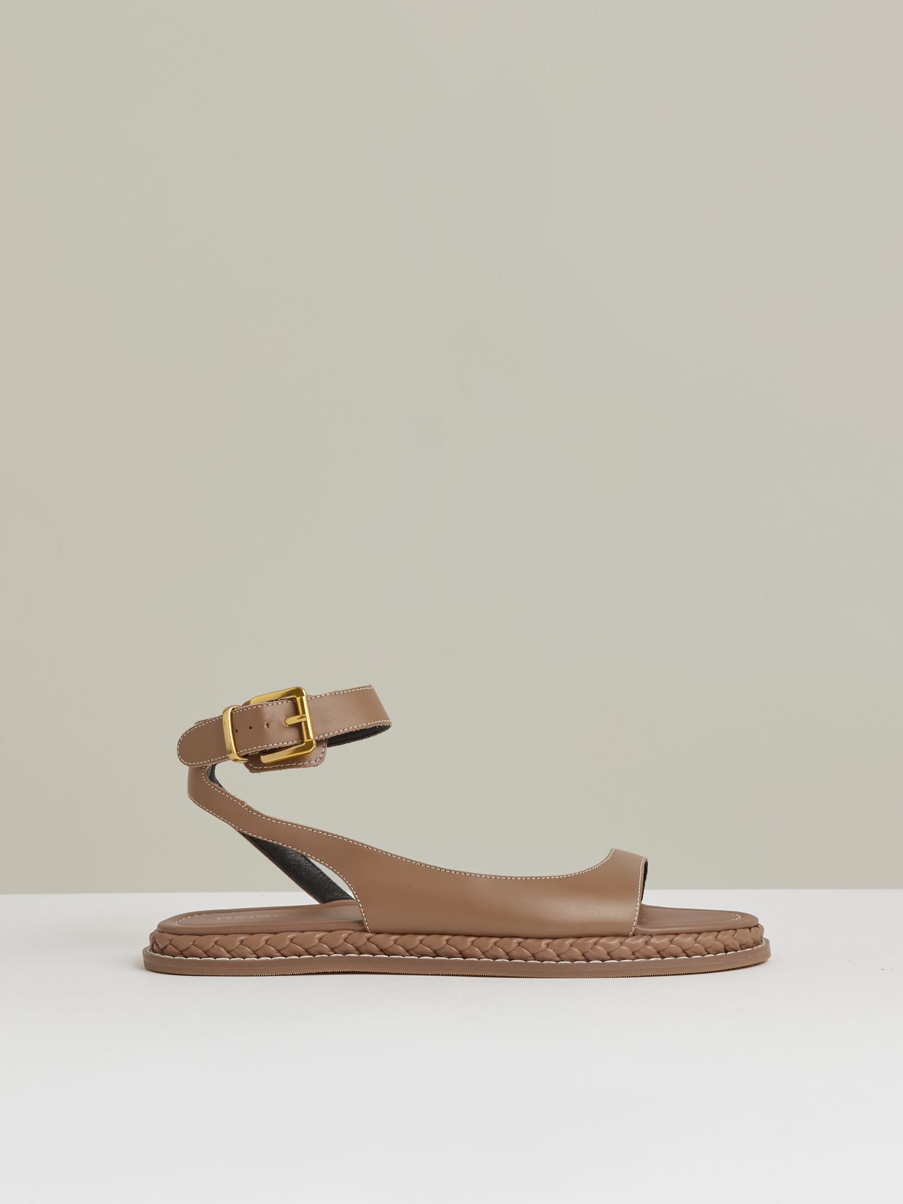 Leather Plait Detail Sandals in Tan